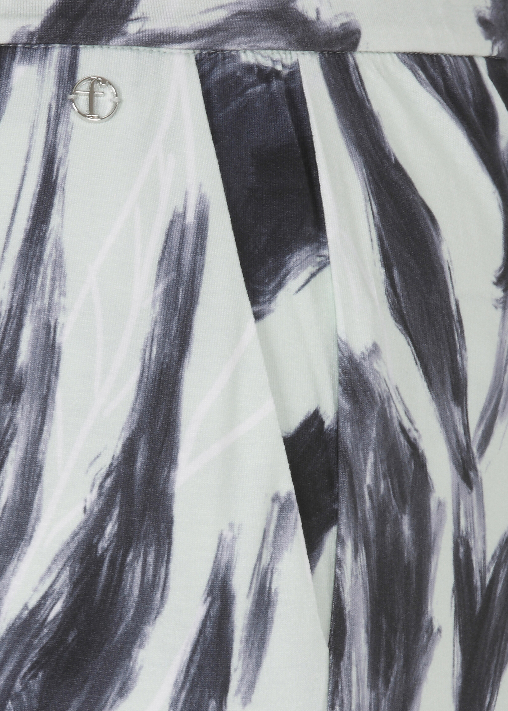 Frapp Frapp Wide Leg Broek met Bladprint - Mint / Navy (2652472)