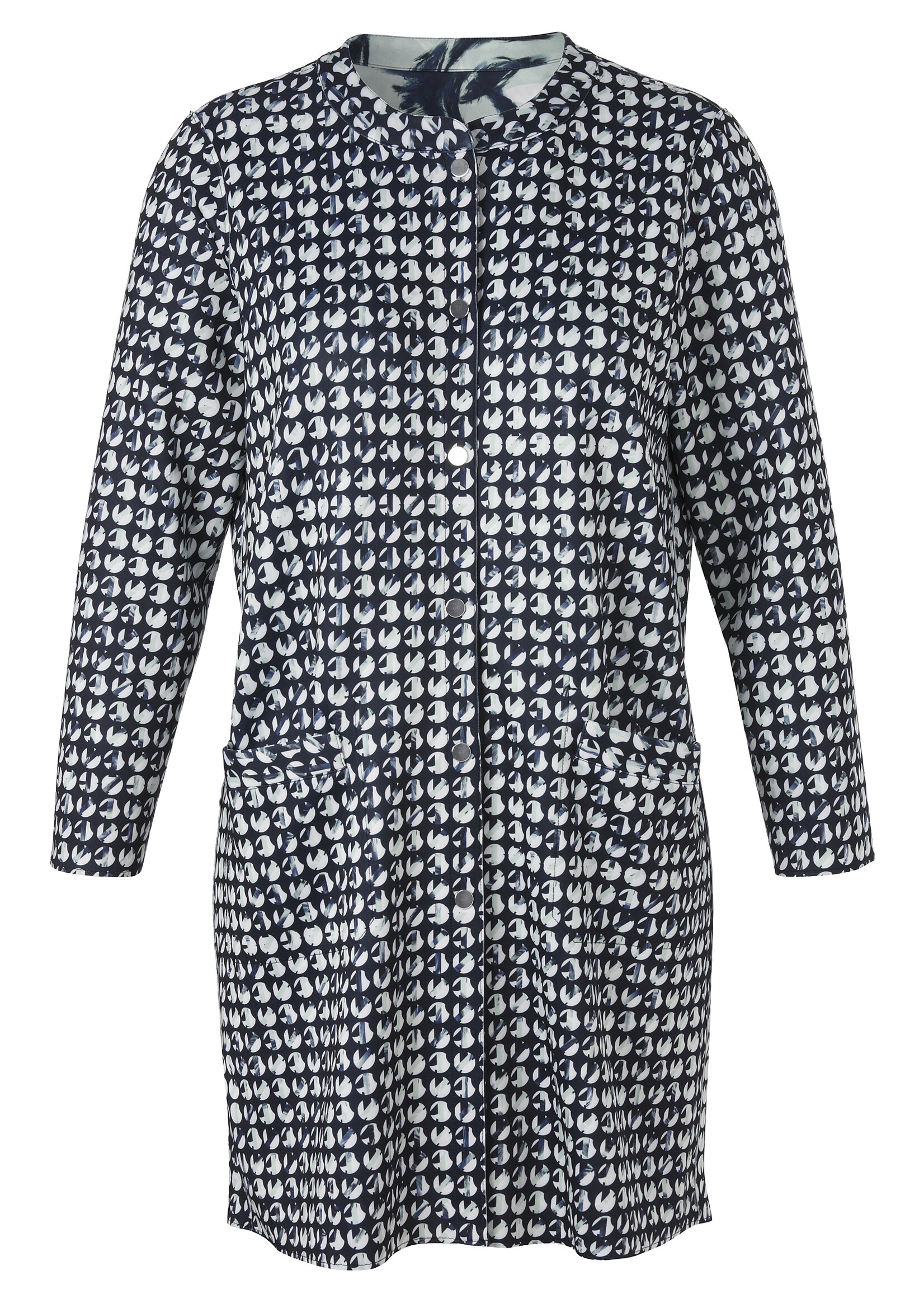 Frapp Frapp Reversible Jasje / Lange Blazer Twee Prints - Mint / Navy (2652757)