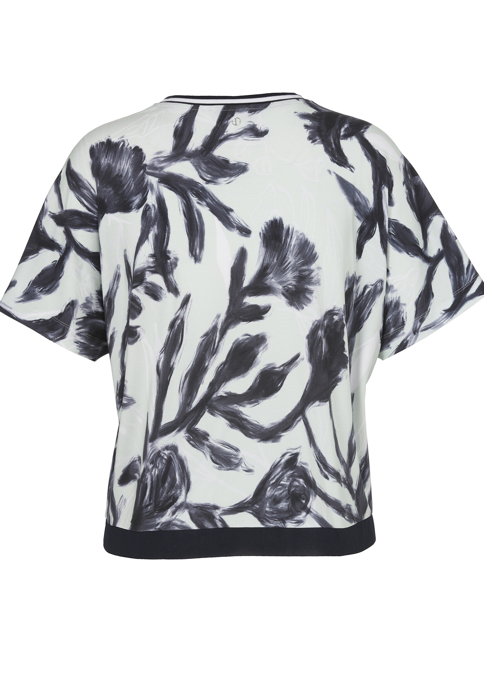 Frapp Frapp Shirt met V-Hals en Bladprint - Mint / Navy (2652471)