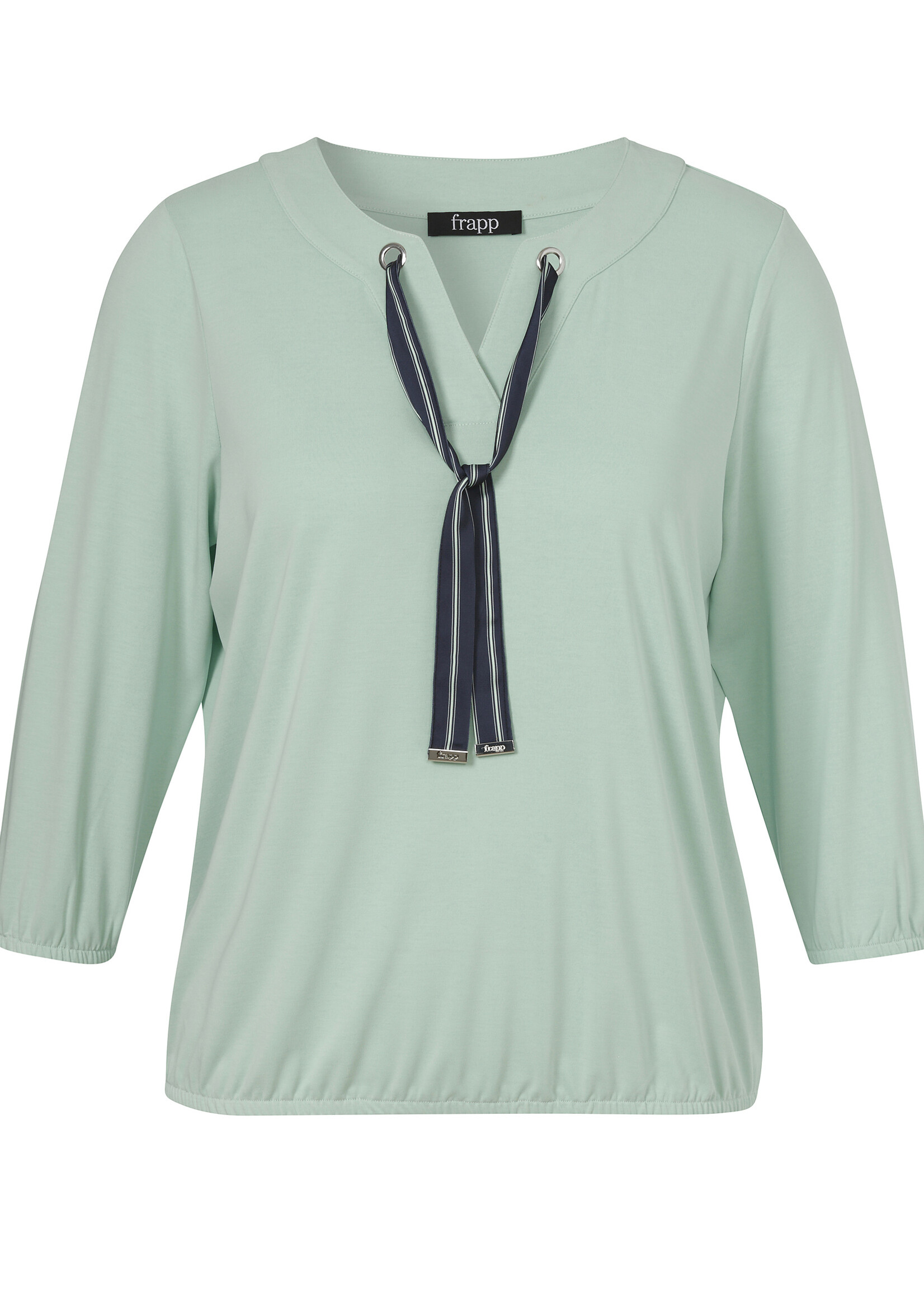 Frapp Frapp Blouson Shirt met V-Hals en Strikdetail - Mintgroen (2652720)