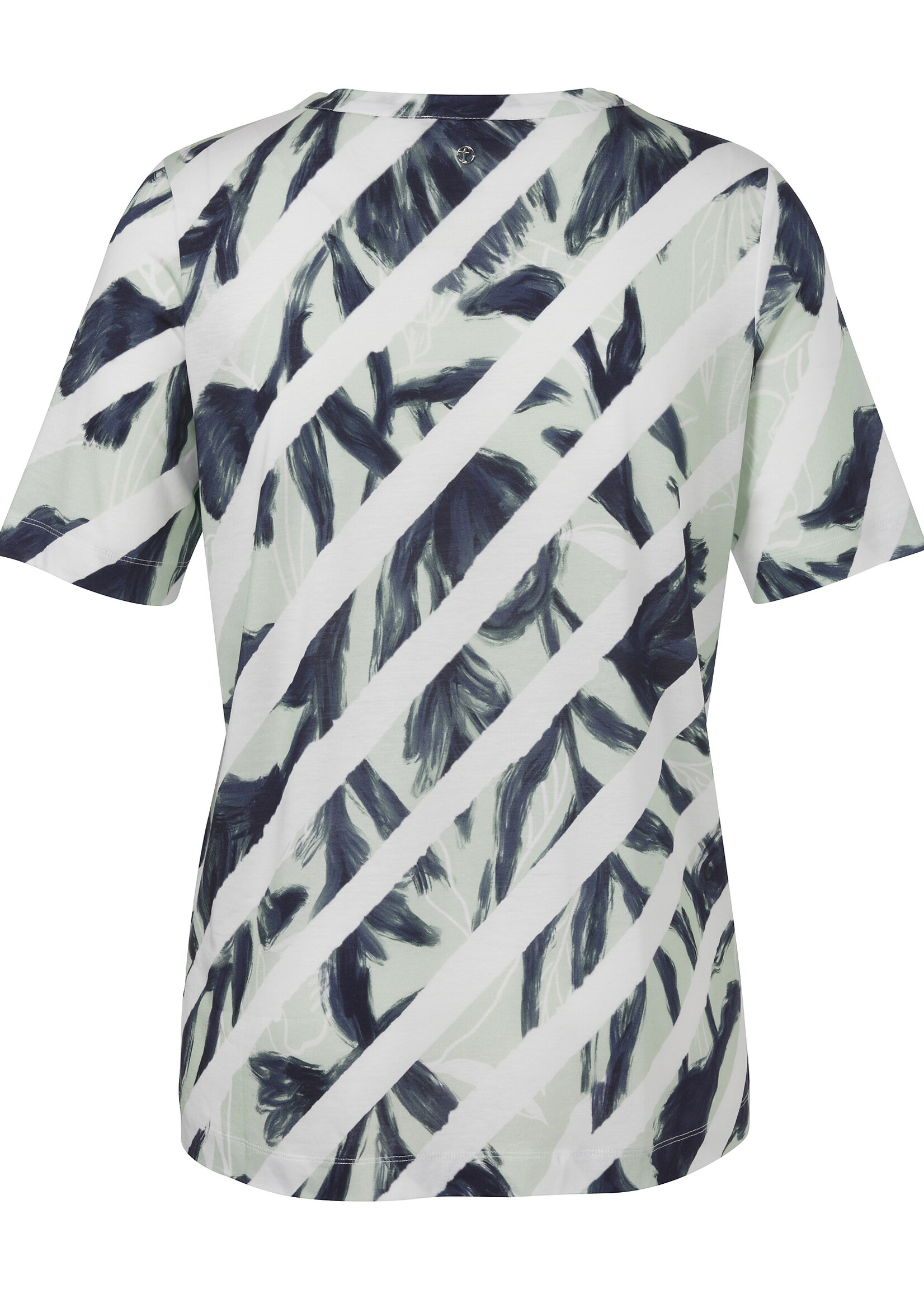 Frapp Frapp Shirt met Bladprint en Diagonale Strepen - Mint / Navy (2652401)Frapp Shirt met Bladprint en Diagonale Strepen - Mint / Navy (2652401)