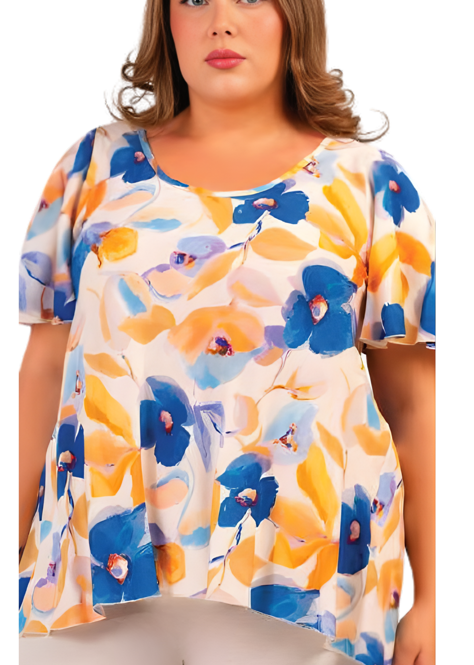 Curviss Shirt van Curviss met vrolijke bloemenprint – soepel vallend en flatterend