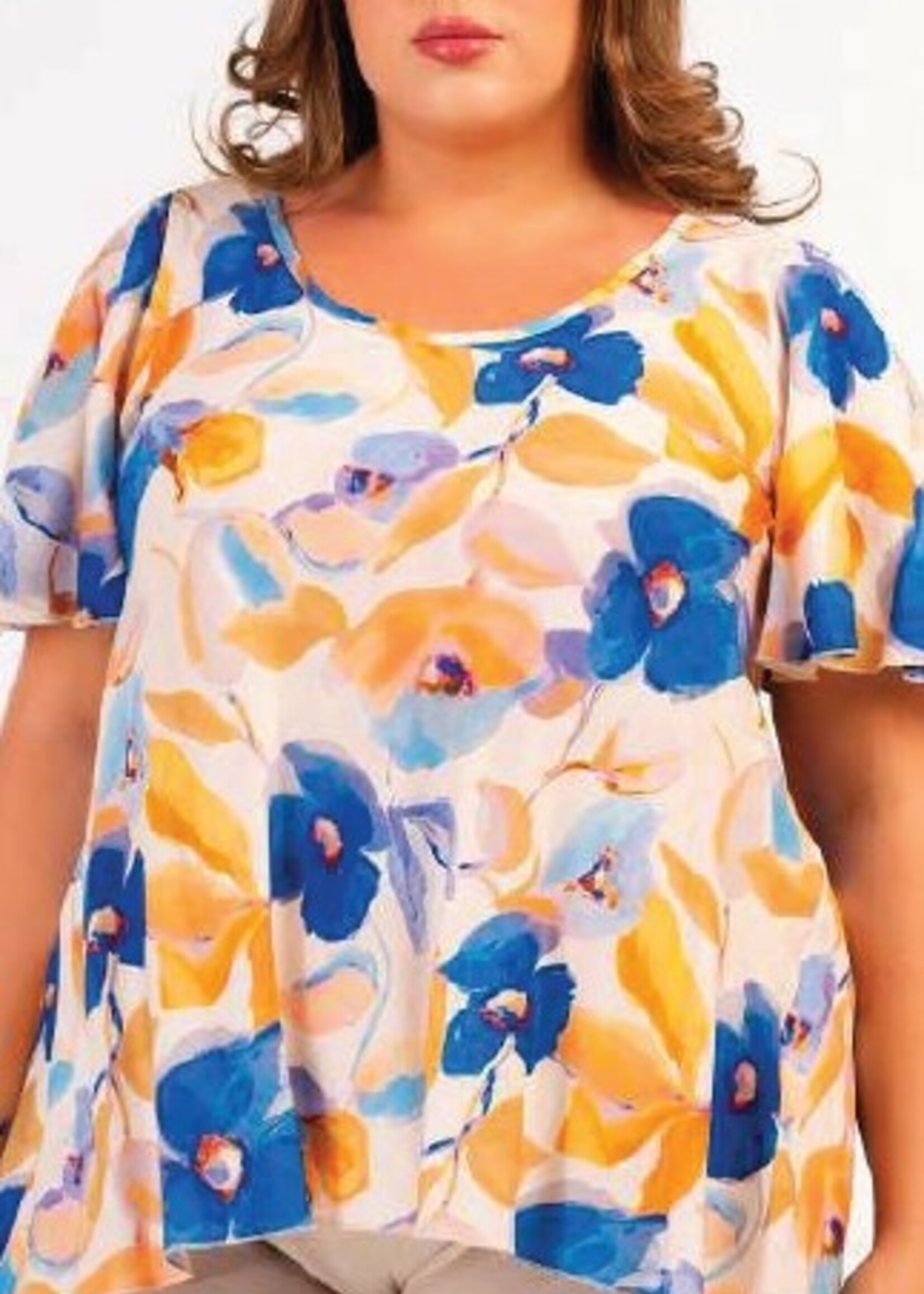 Curviss Shirt van Curviss met vrolijke bloemenprint – soepel vallend en flatterend