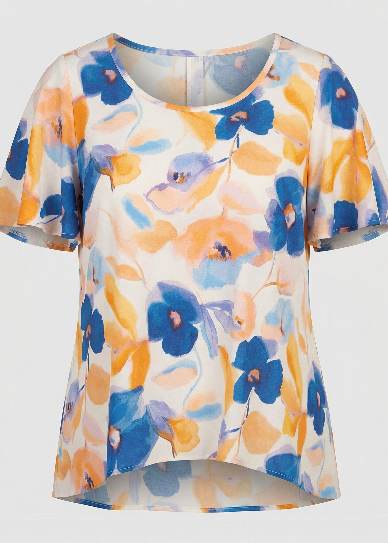 Curviss Shirt van Curviss met vrolijke bloemenprint – soepel vallend en flatterend