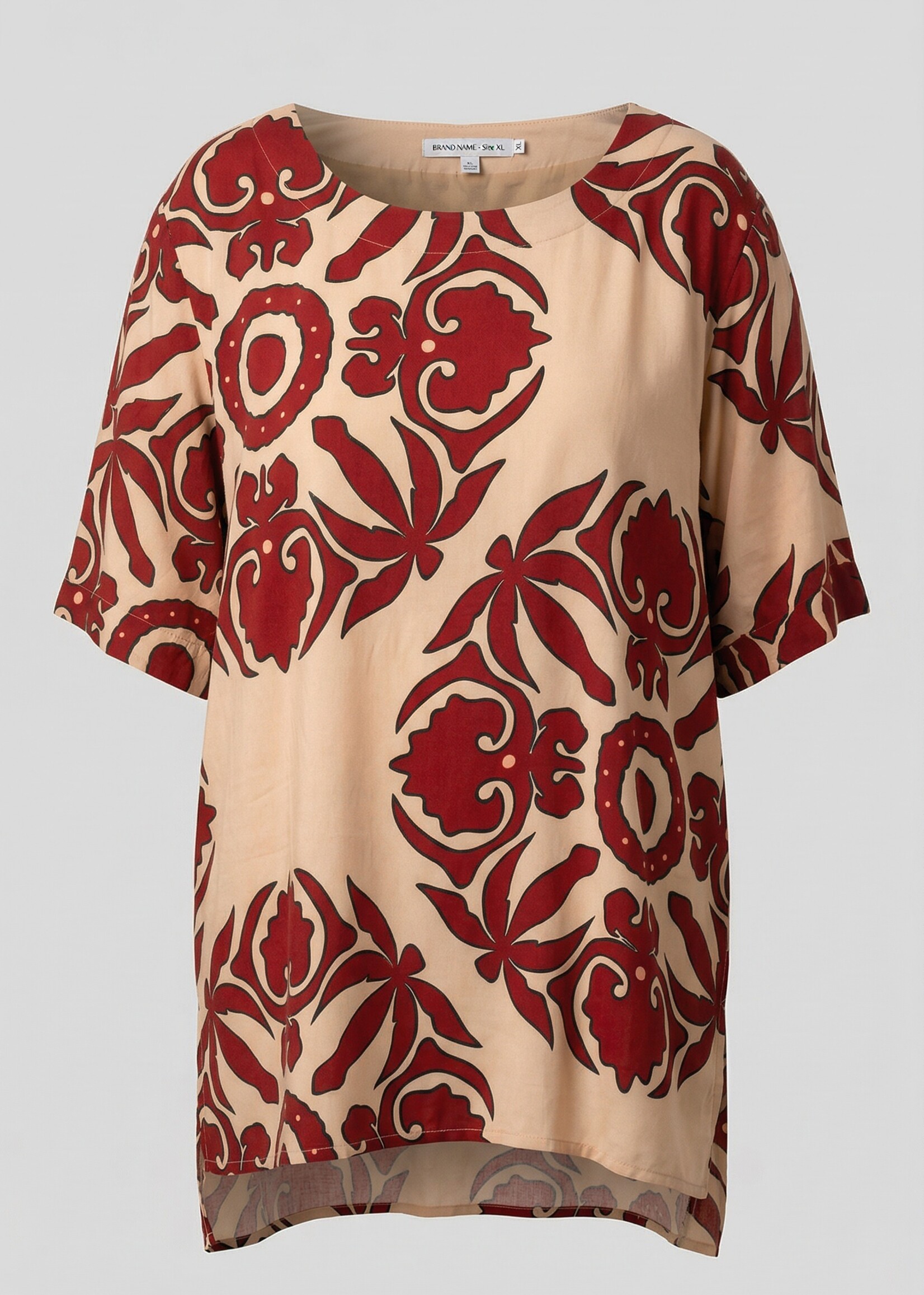 Curviss Oversized blouse van Curviss met opvallende print – luchtig, ruimvallend en stijlvol