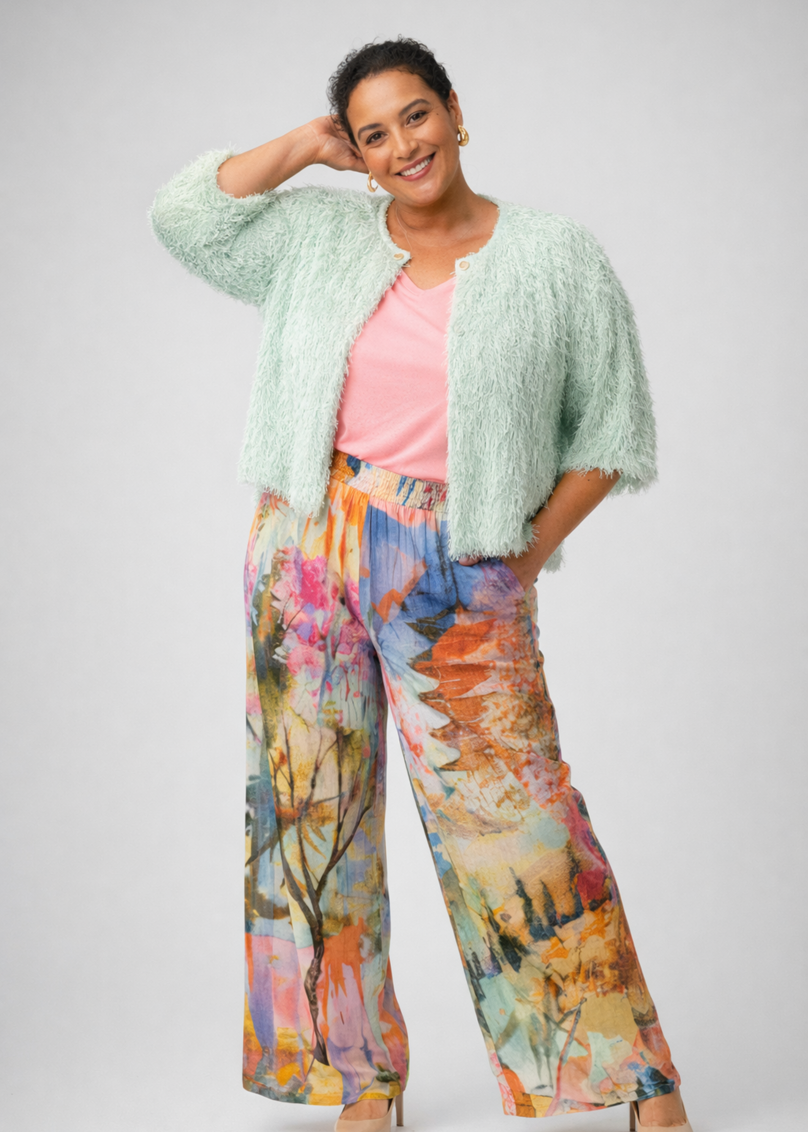 Yest Curve Mintgroen Bolero Vest met Speelse Franjes