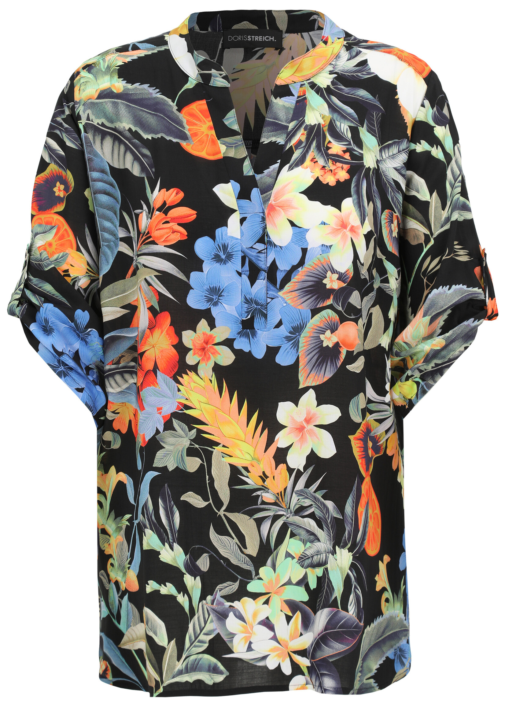Doris Streich Blouse van Doris Streich met kleurrijke bloemenprint – soepelvallend en luchtig comfort