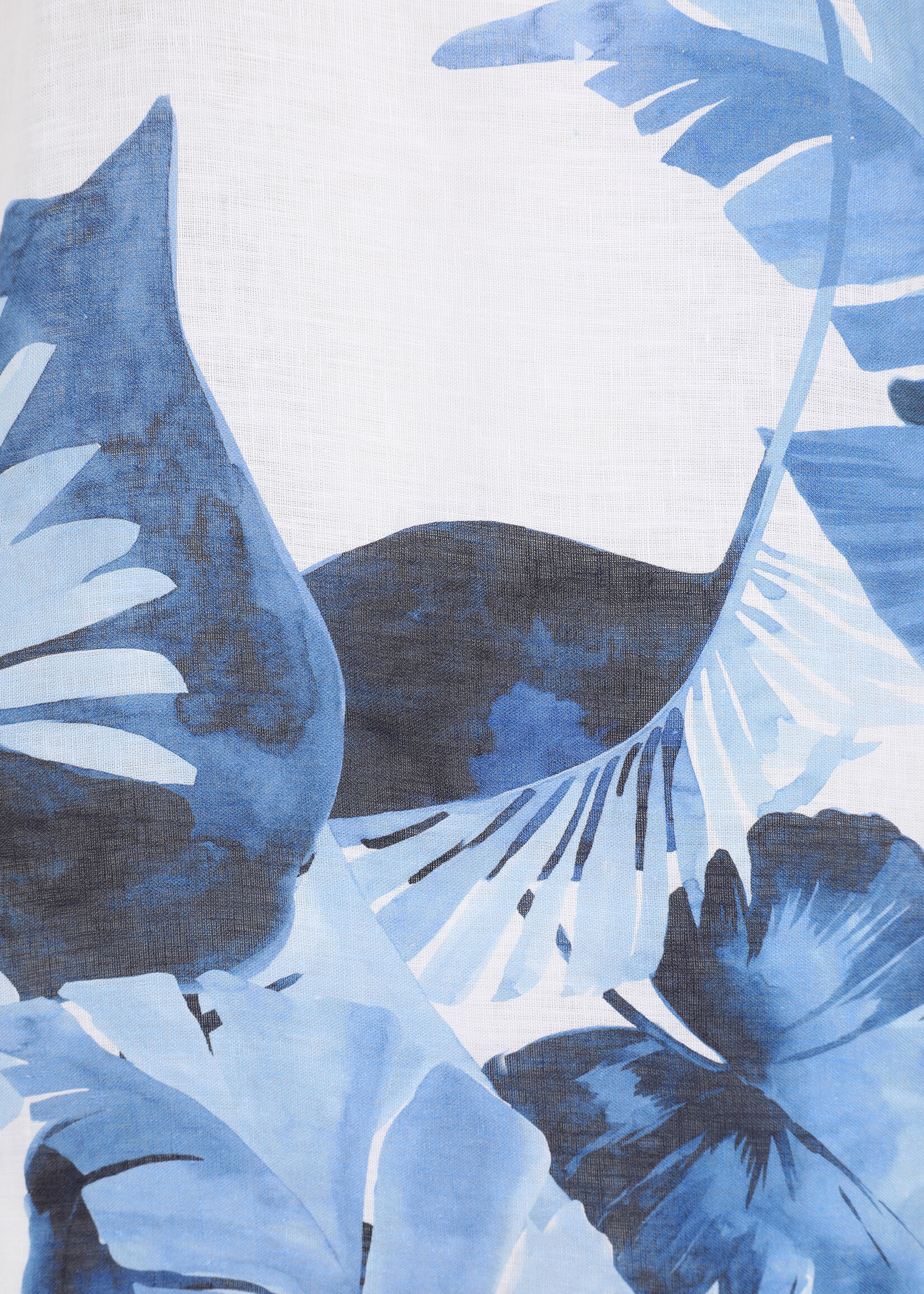 Doris Streich Linnen blouse van Doris Streich met blauw dessin – luchtig, soepel en comfortabel