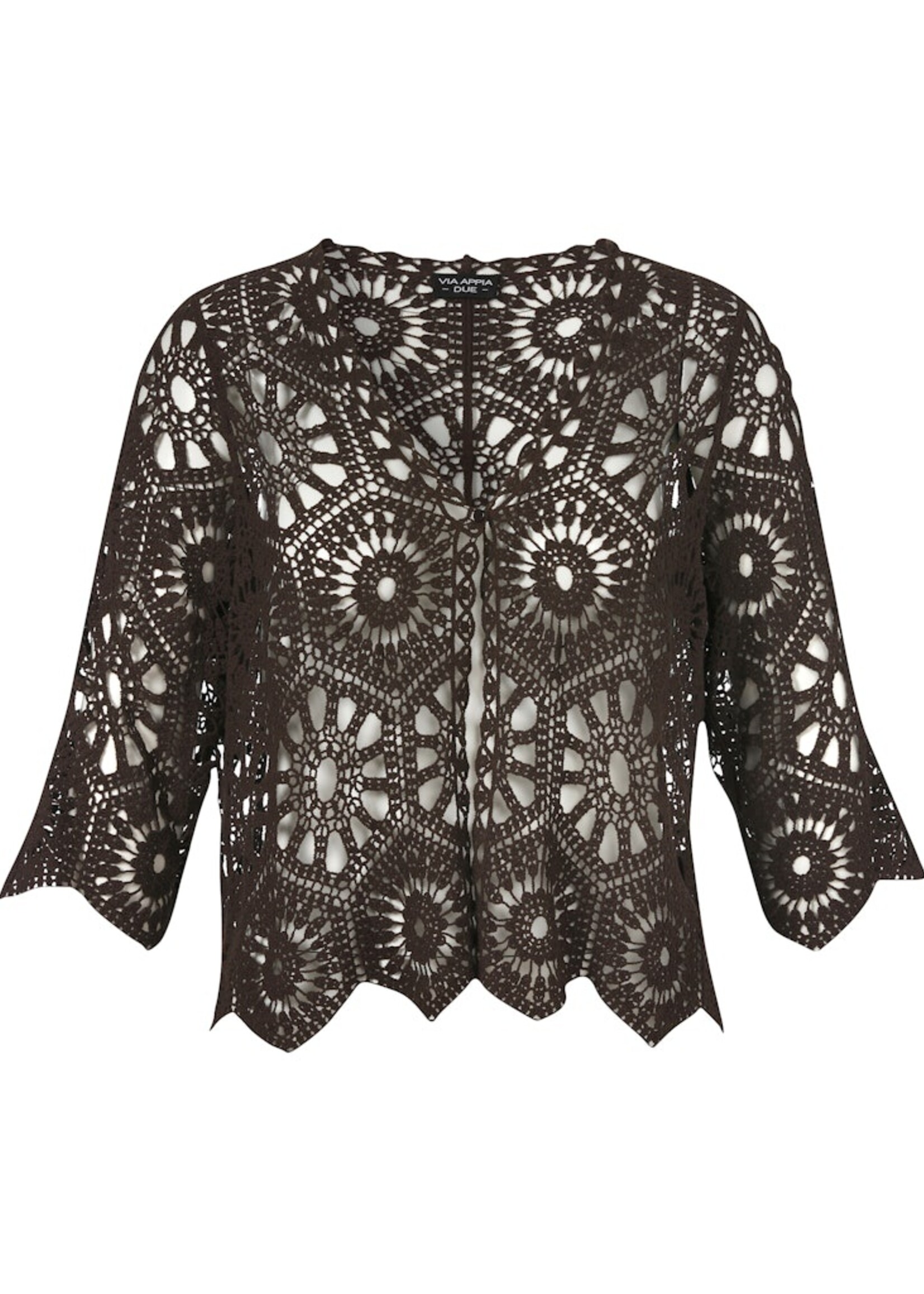 Via Appia Due Via Appia Due vestje kant bruin 100% katoen 3/4 mouw