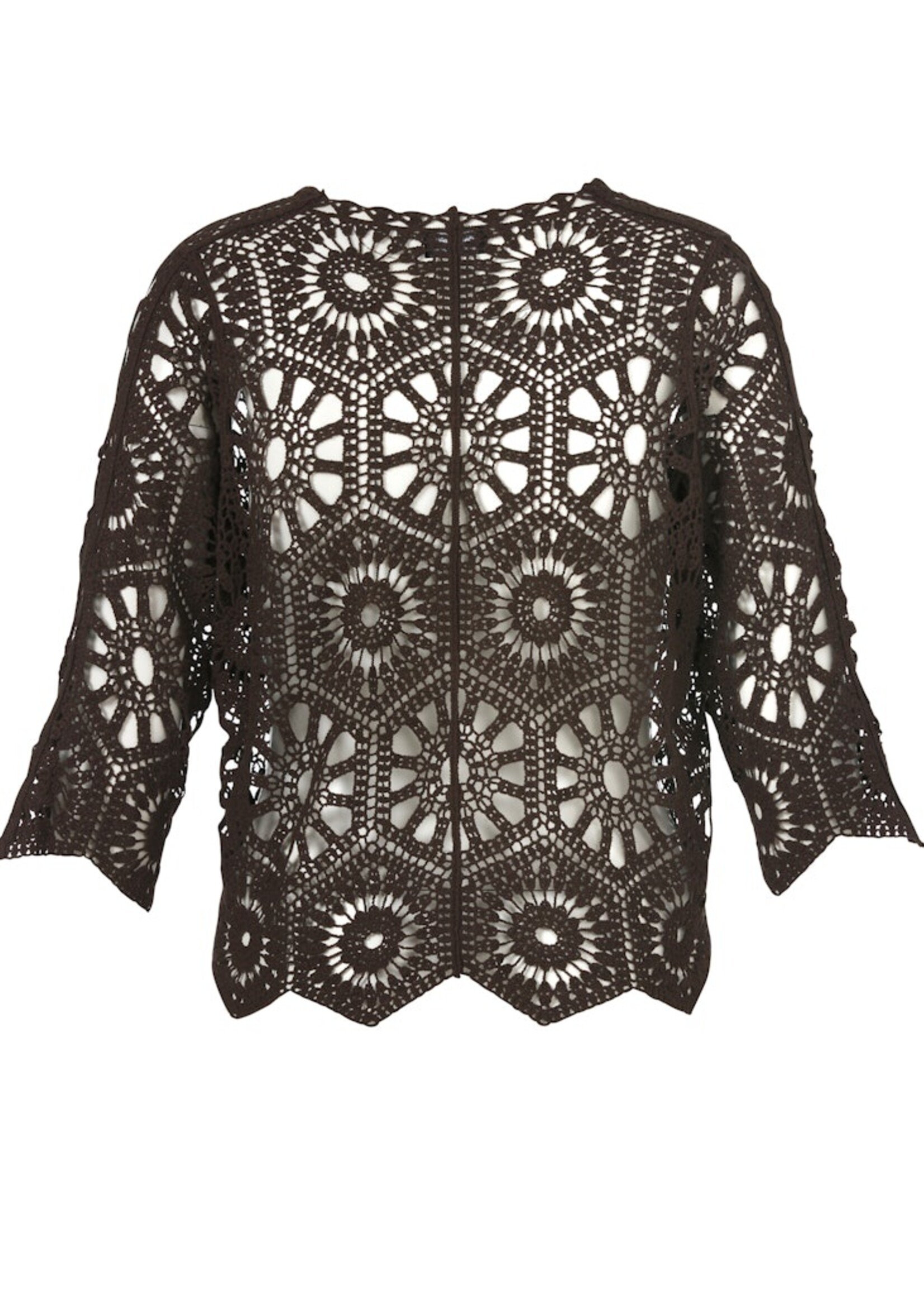 Via Appia Due Via Appia Due vestje kant bruin 100% katoen 3/4 mouw