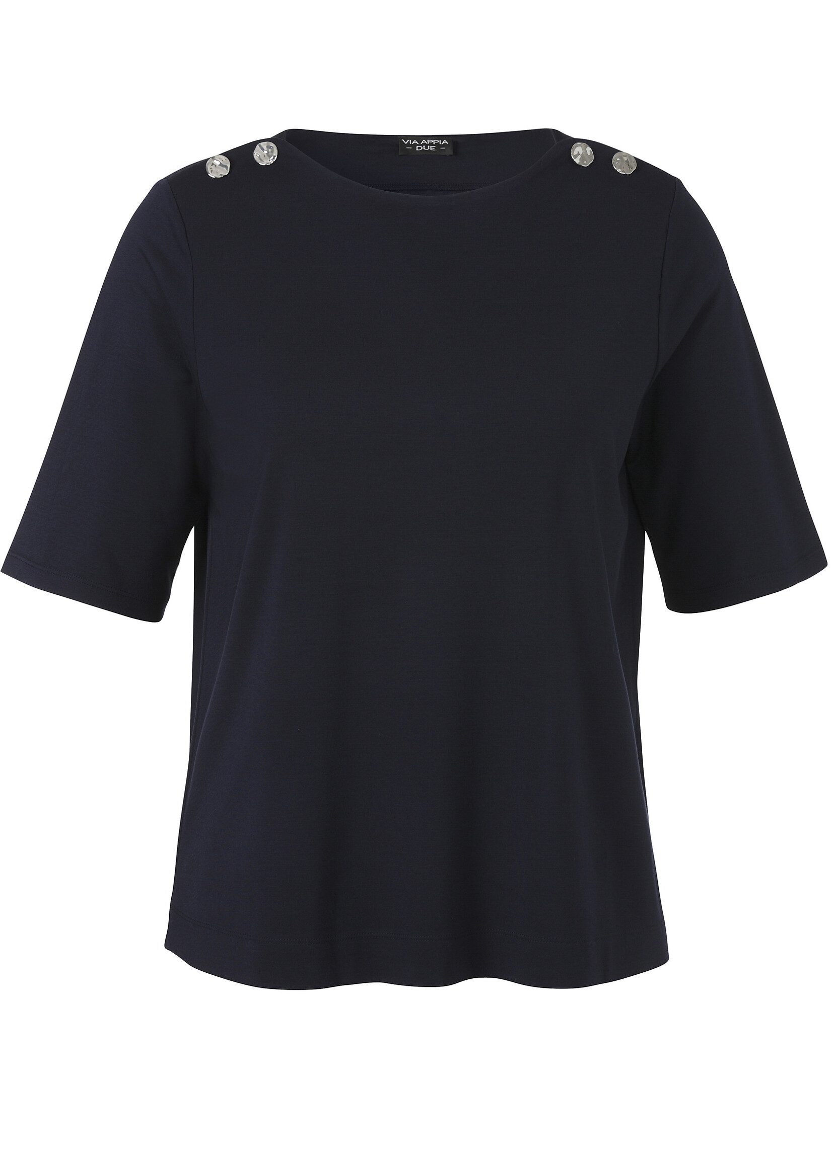 Via Appia Due Navy shirt van Via Appia Due met sierknopen – tijdloos, comfortabel en stijlvol