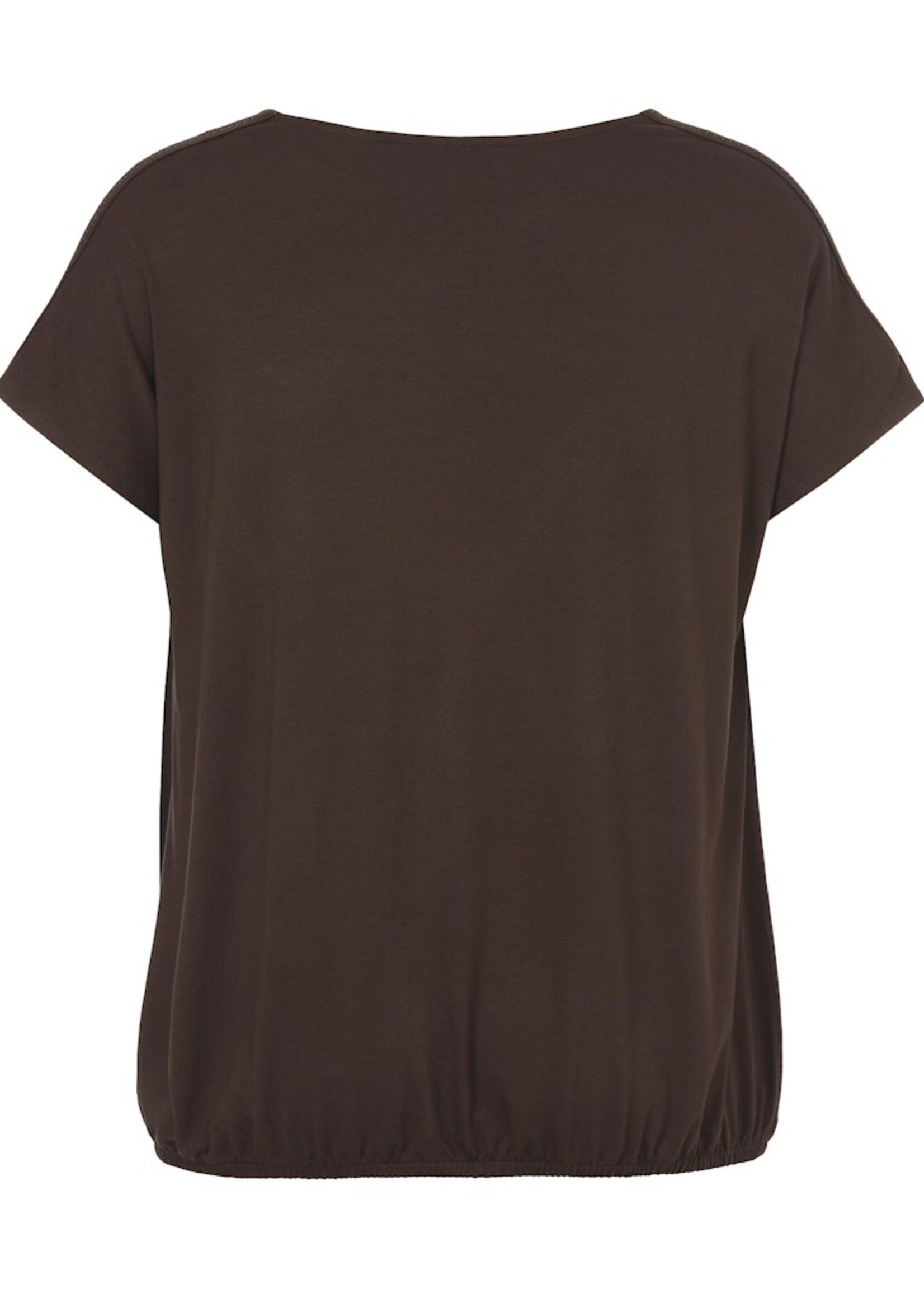 Via Appia Due Mokka shirt van Via Appia Due met watervalhals – soepel vallend blouson model met elegante details