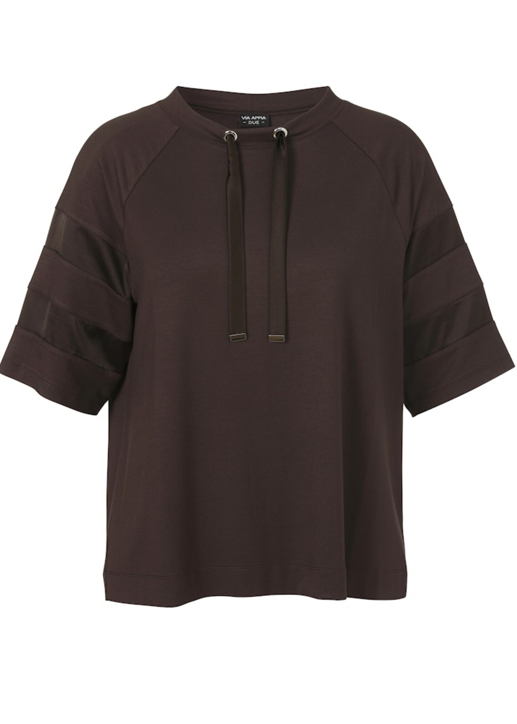 Via Appia Due Mokka shirt van Via Appia Due met 3/4 mouw – soepel, comfortabel en met een zachte sweater look