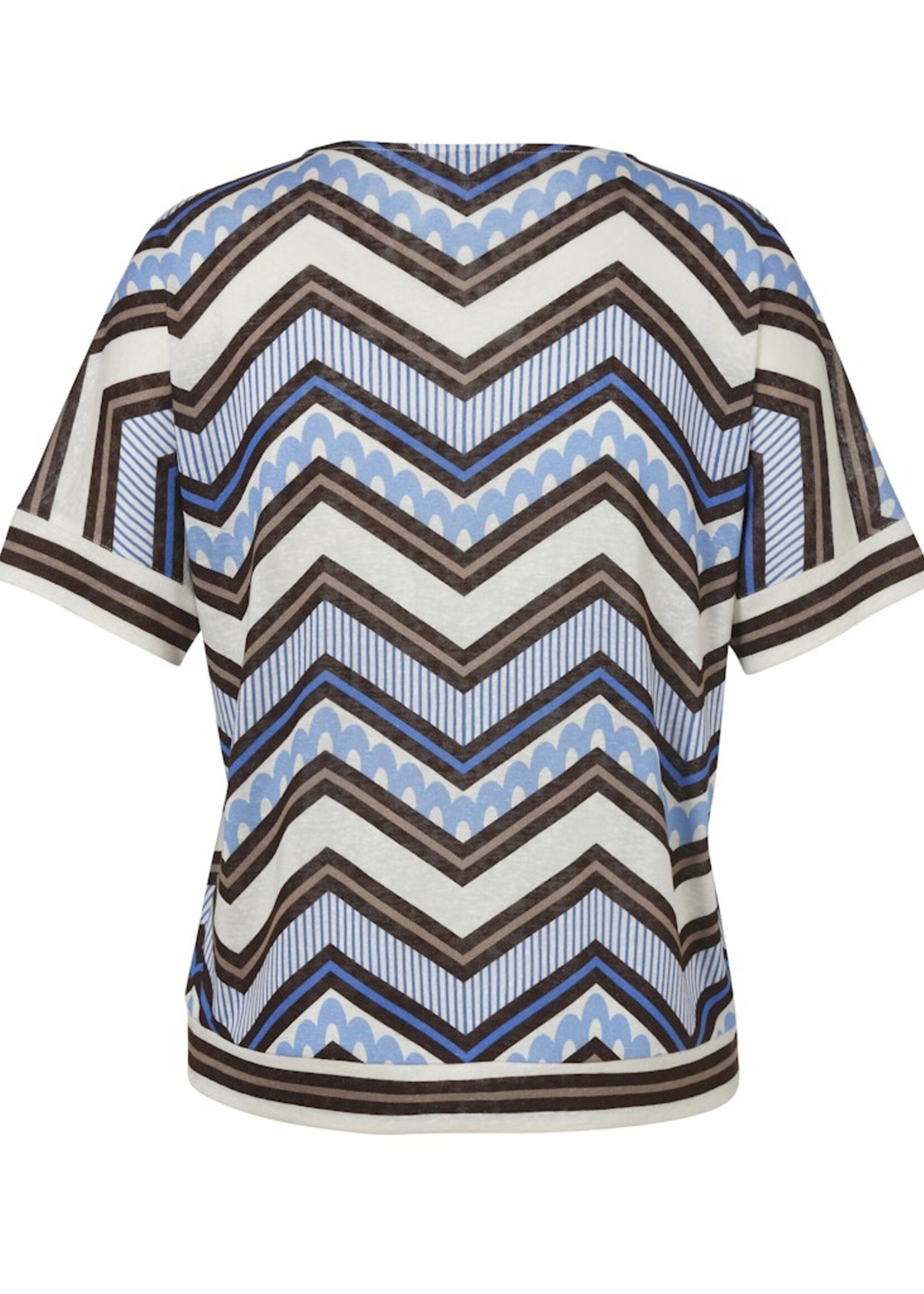 Via Appia Due Print shirt van Via Appia Due in mocca, kobalt en ecru – flatterend en comfortabel met grafisch effect