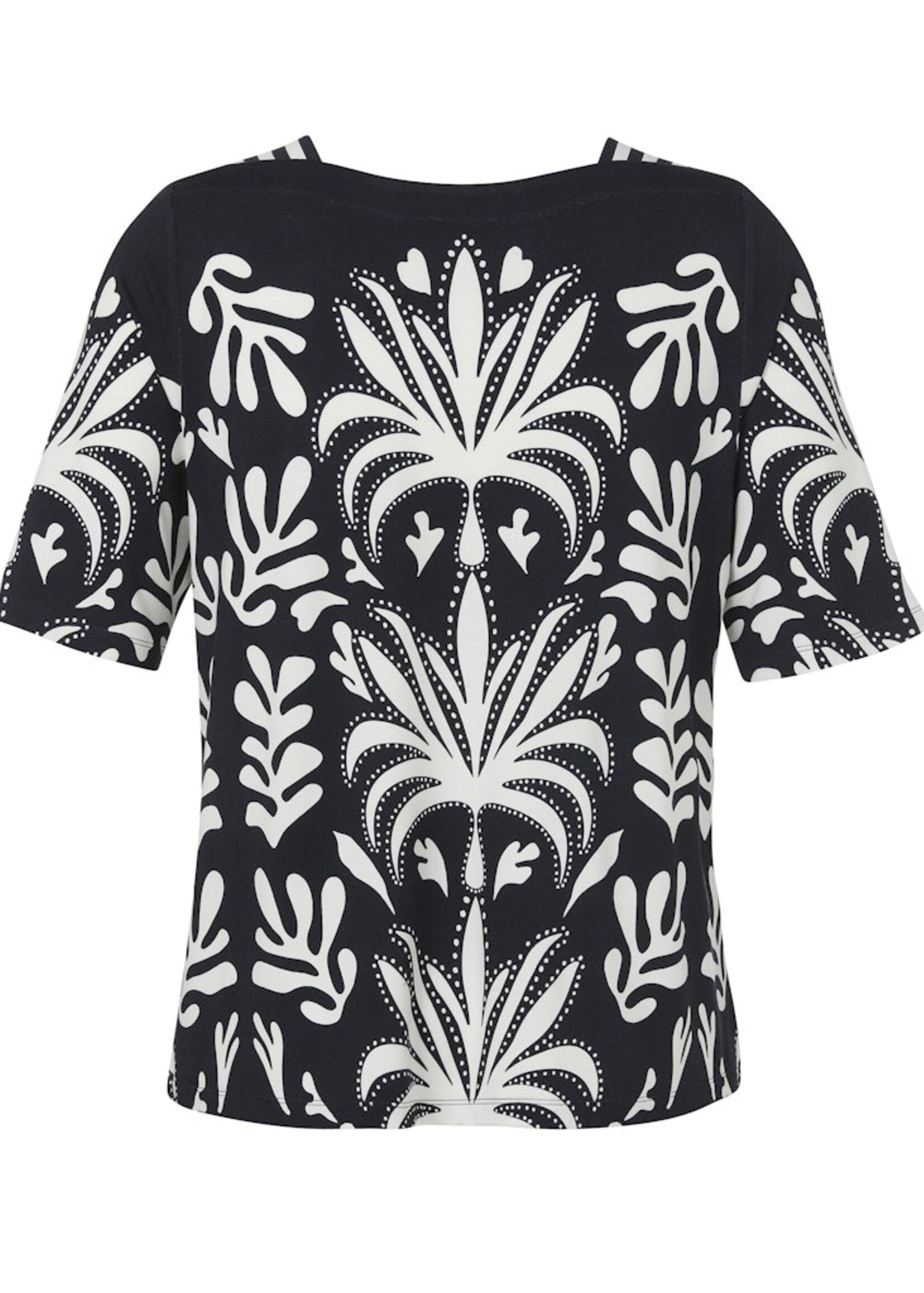 Via Appia Due Navy ecru print shirt van Via Appia Due met boothals – fris, stijlvol en comfortabel