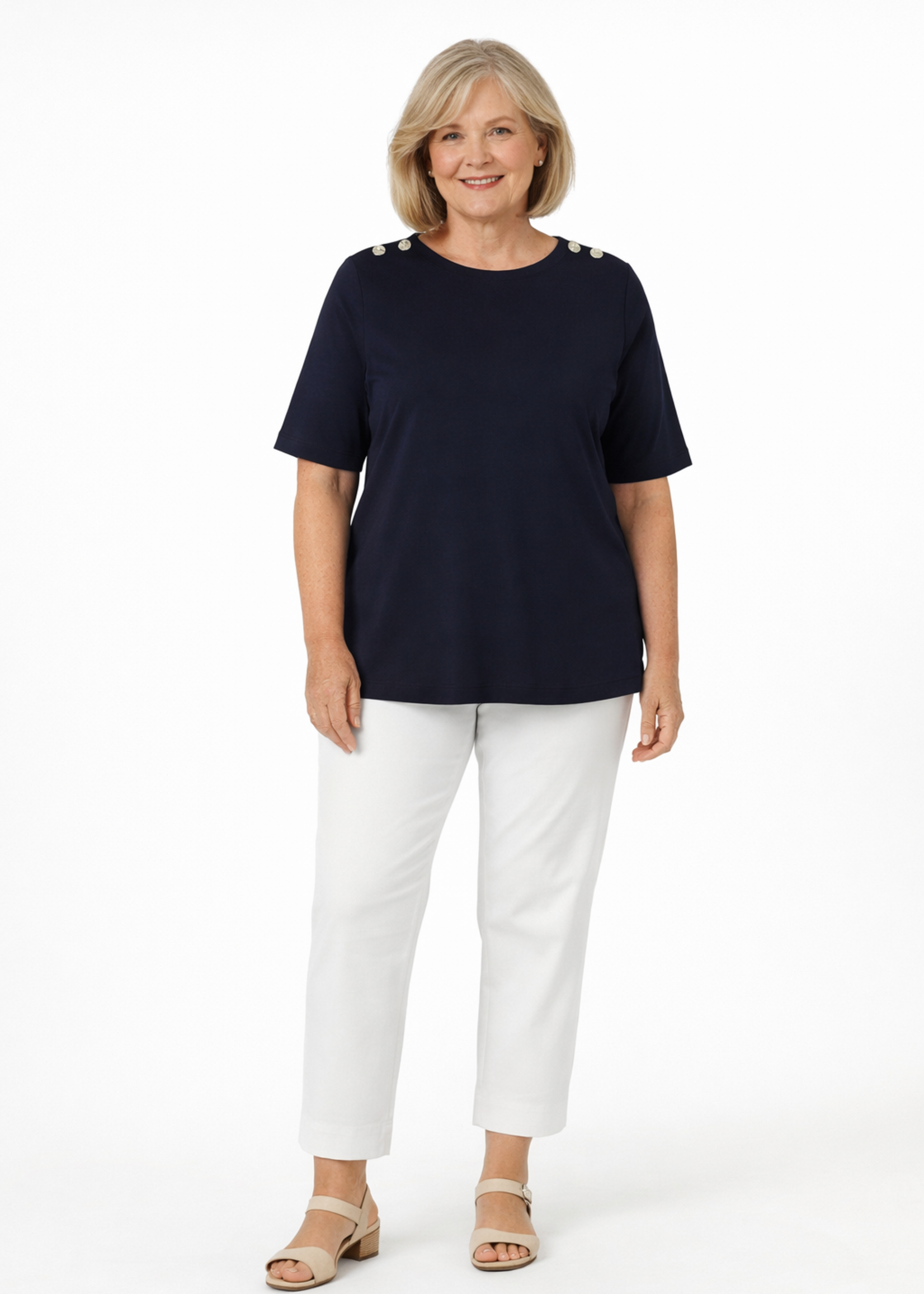 Via Appia Due Navy shirt van Via Appia Due met sierknopen – tijdloos, comfortabel en stijlvol