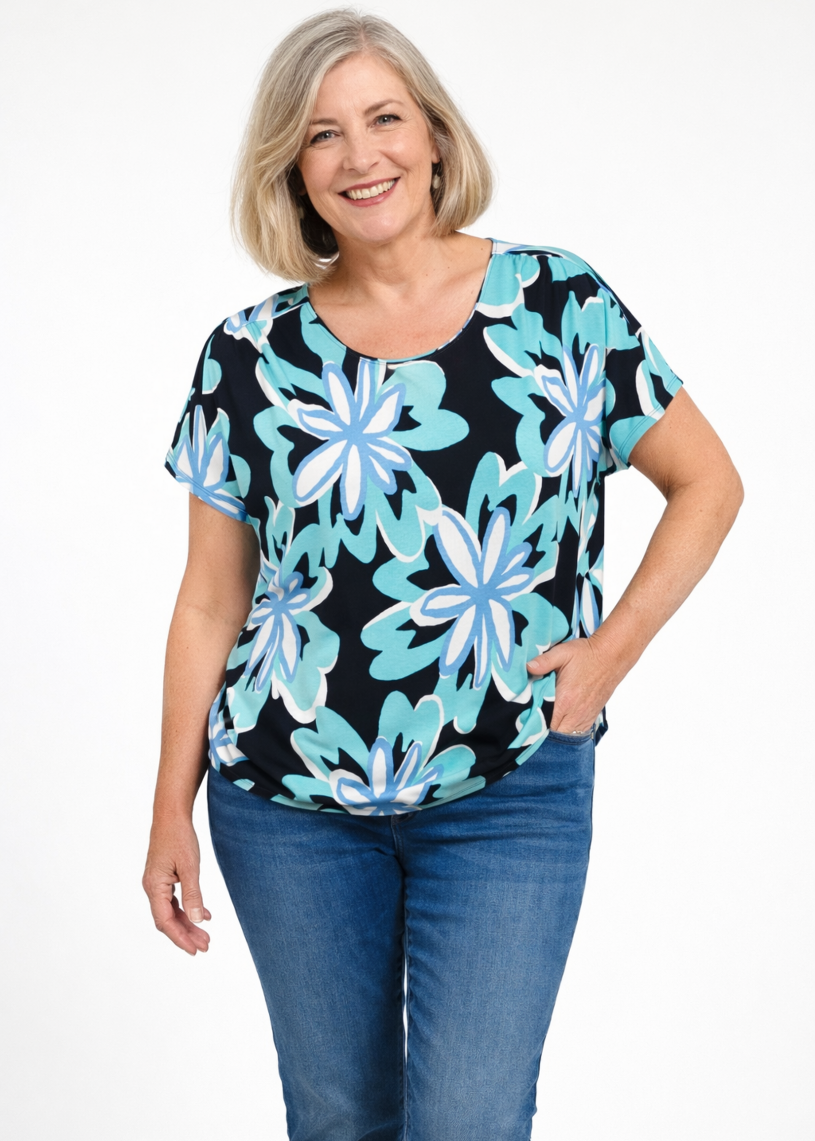 Via Appia Due Via Appia Due Shirt met Aangeknipt Kapmouwtje - Viscose Stretch (2622710)