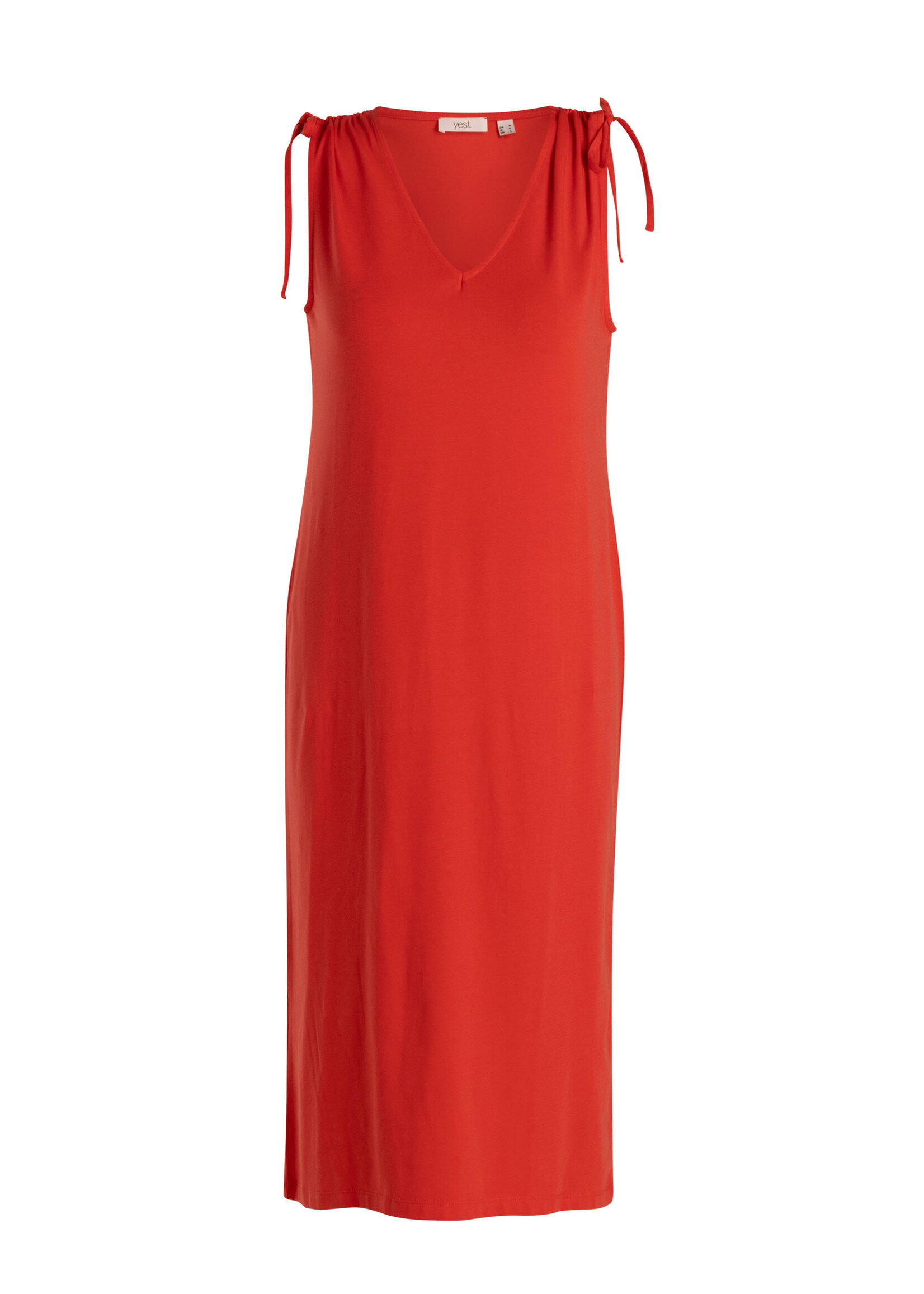 Yest Curve Lange rode jersey jurk Urszula Essential met verstelbare schouder – soepel vallend en flatterend