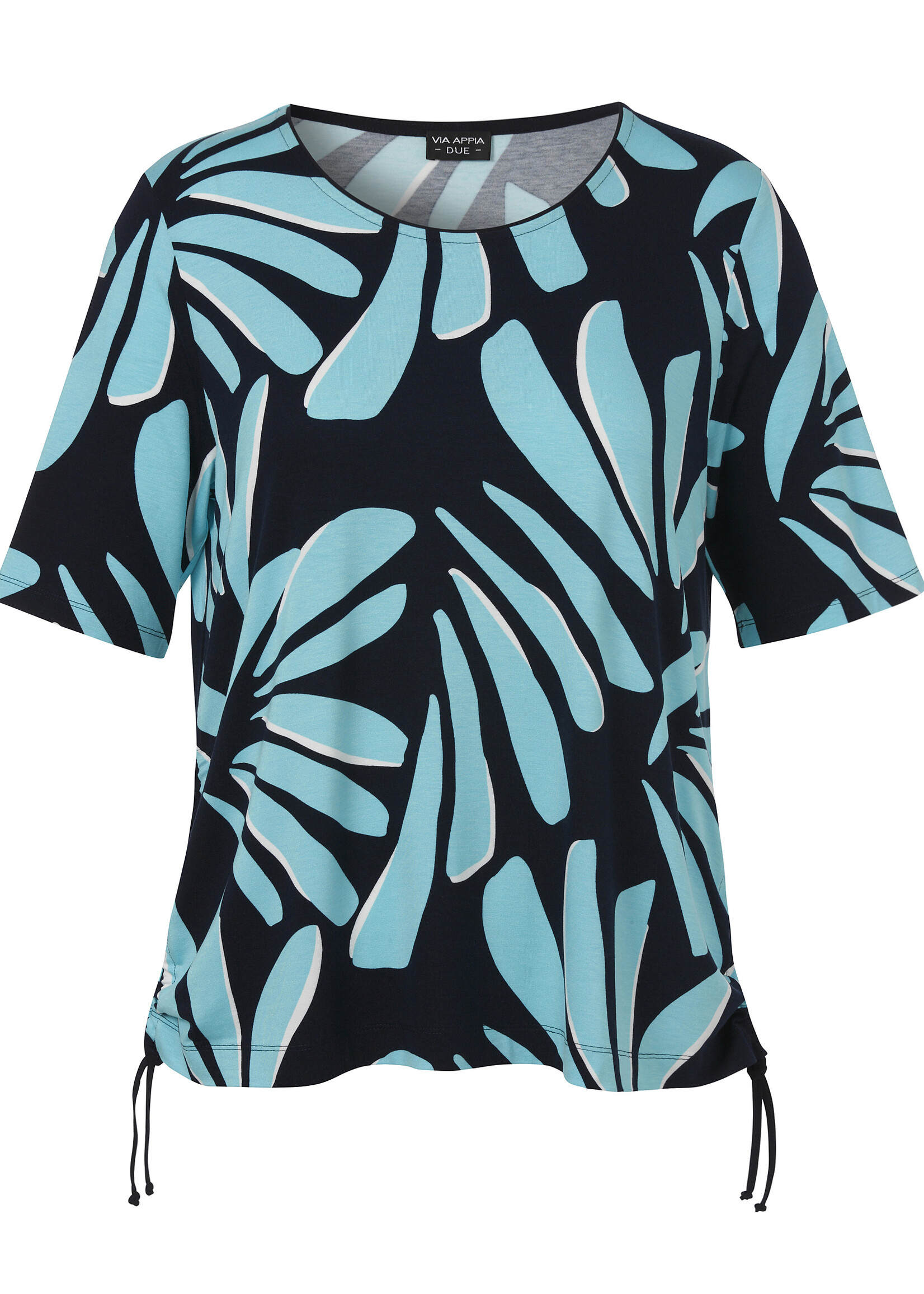 Via Appia Due Via Appia Due T-shirt met aqua bladprint