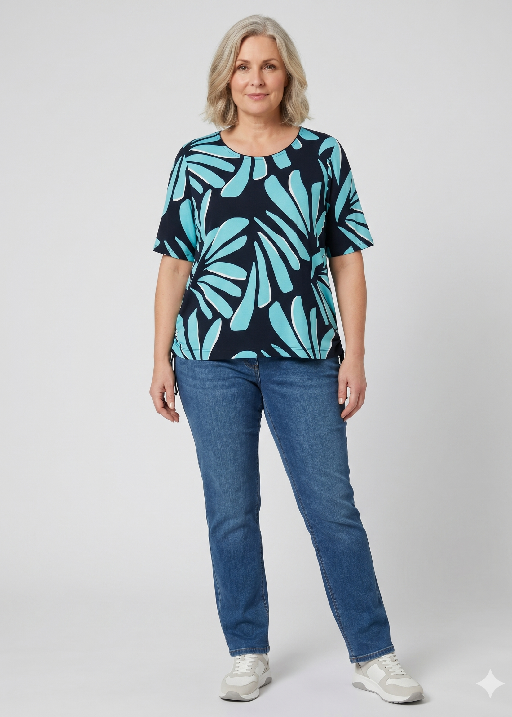 Via Appia Due Via Appia Due T-shirt met aqua bladprint