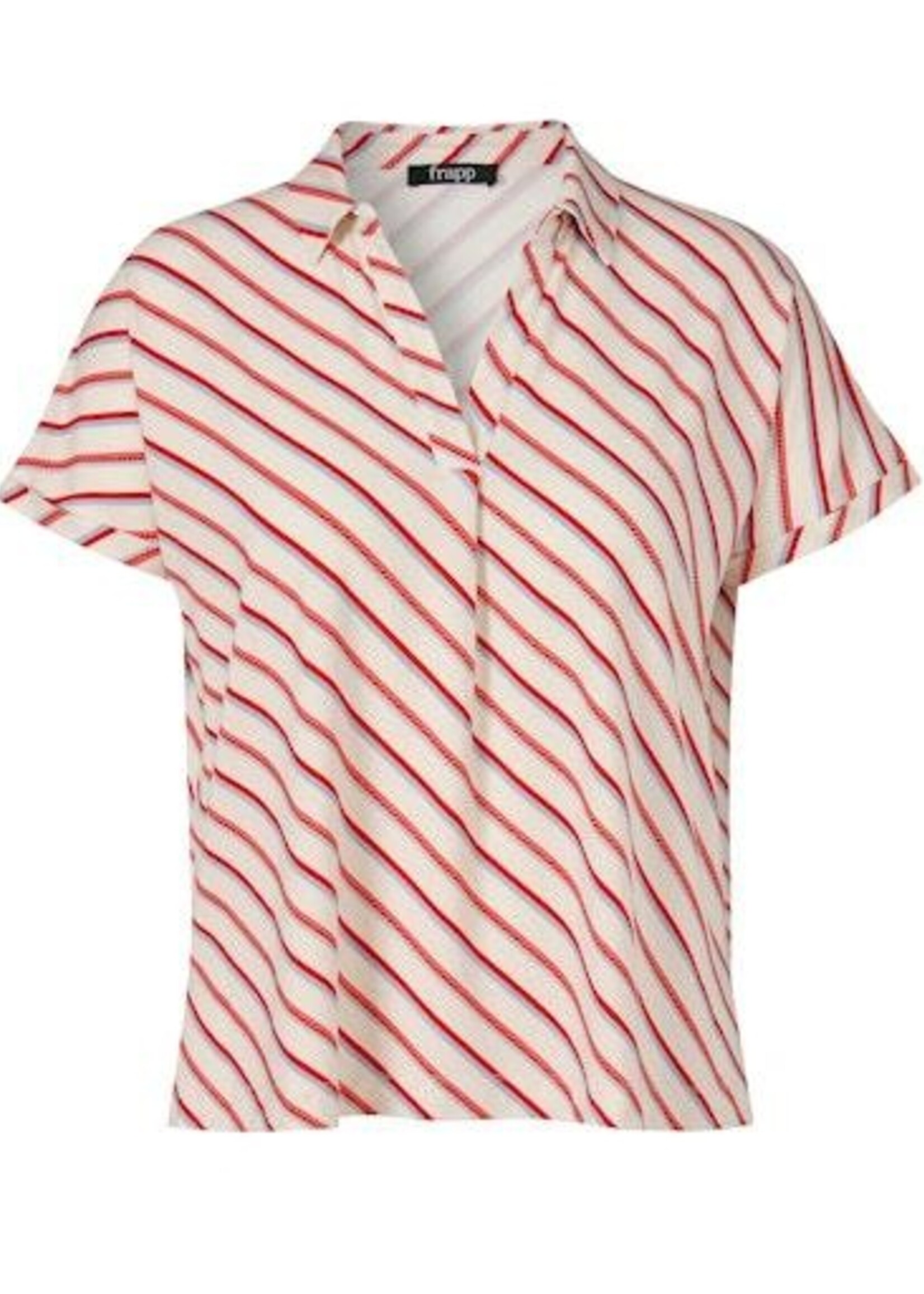 Via Appia Due Via Appia Due blouse met diagonale streep | crème rood/blauw