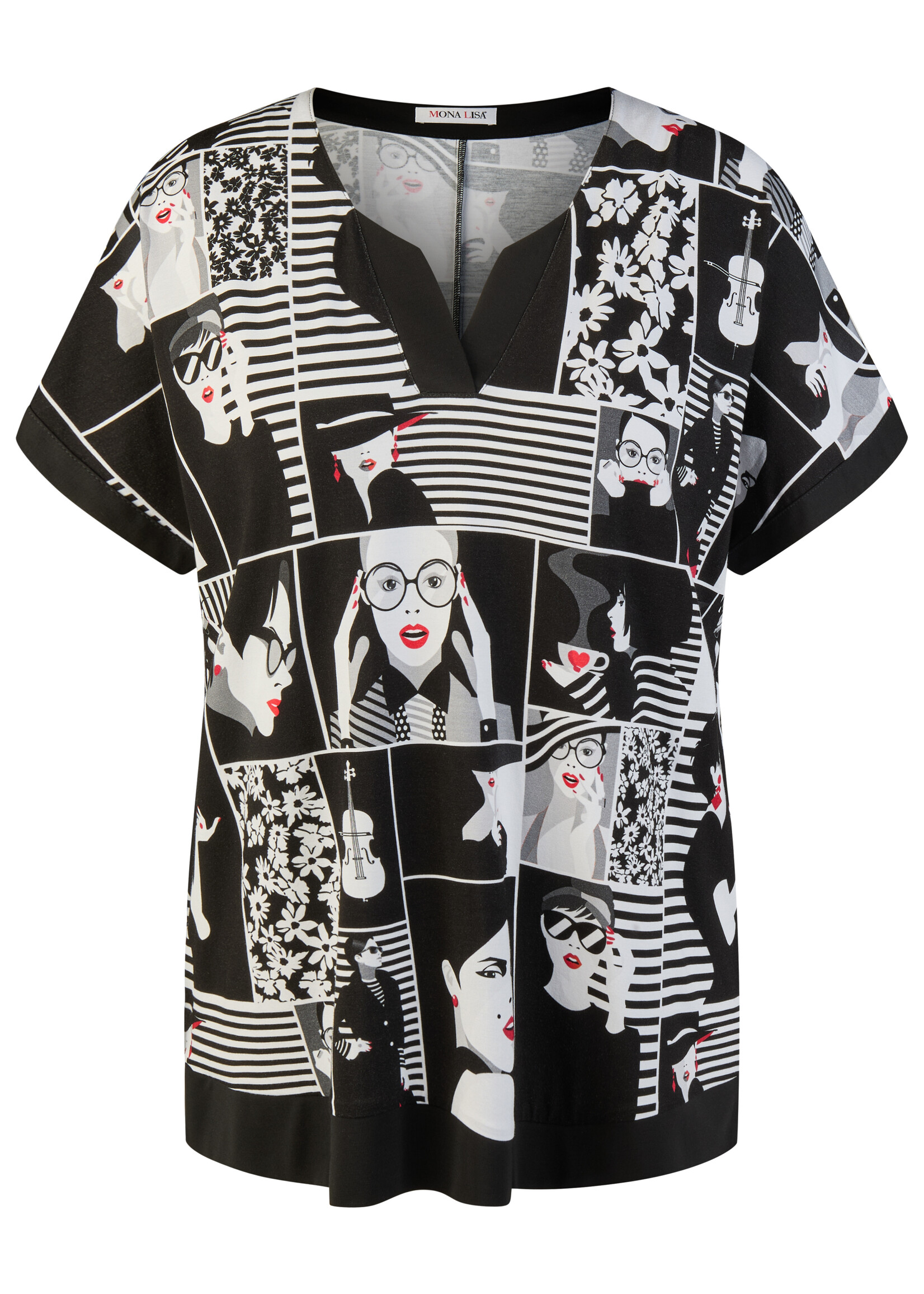 Mona Lisa Shirt van Mona Lisa met opvallende zwart-wit print – comfortabel en flatterend met speelse uitstraling