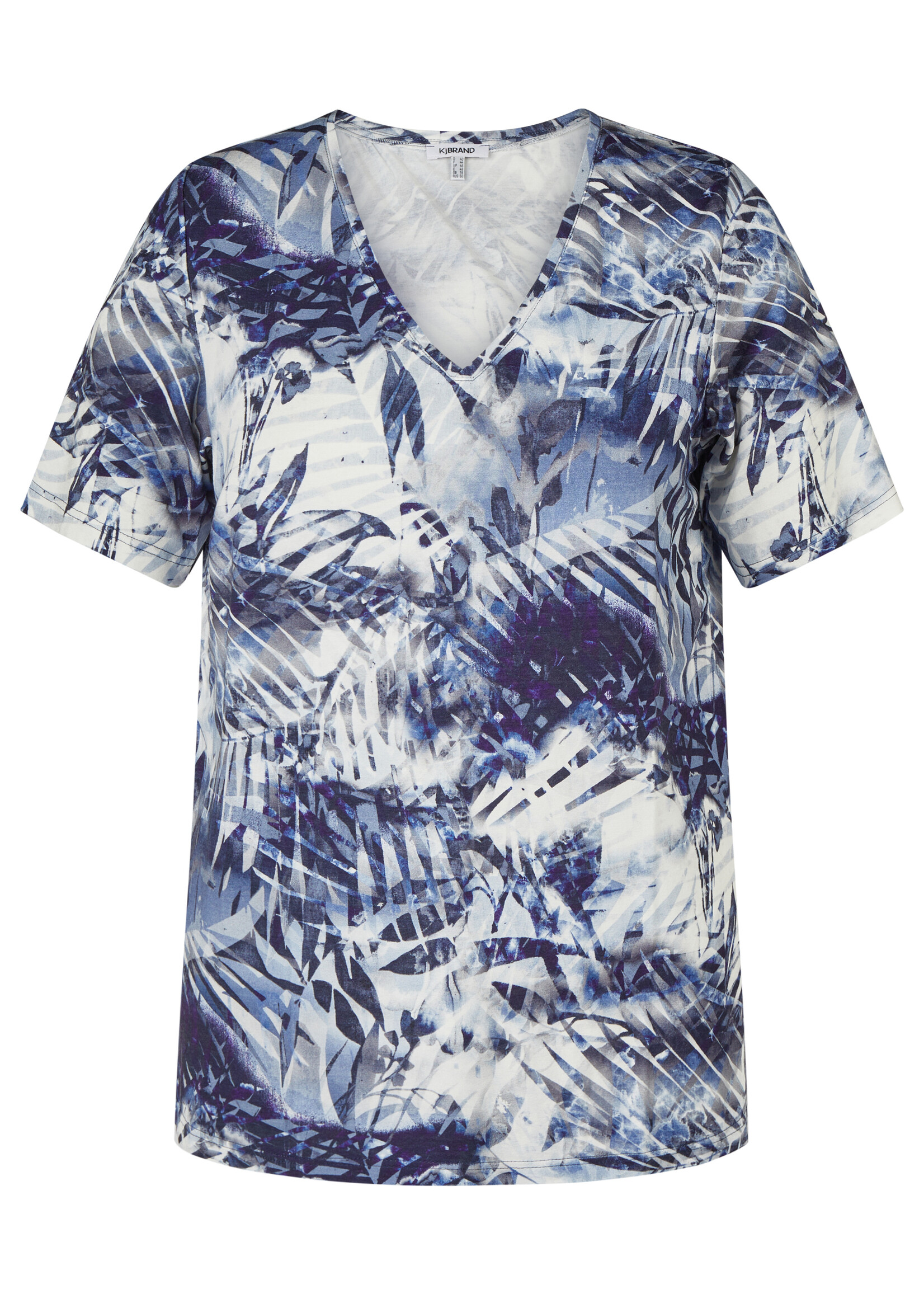 KJBrand Shirt van KjBrand met blauw-witte jungleprint – soepel vallend en comfortabel