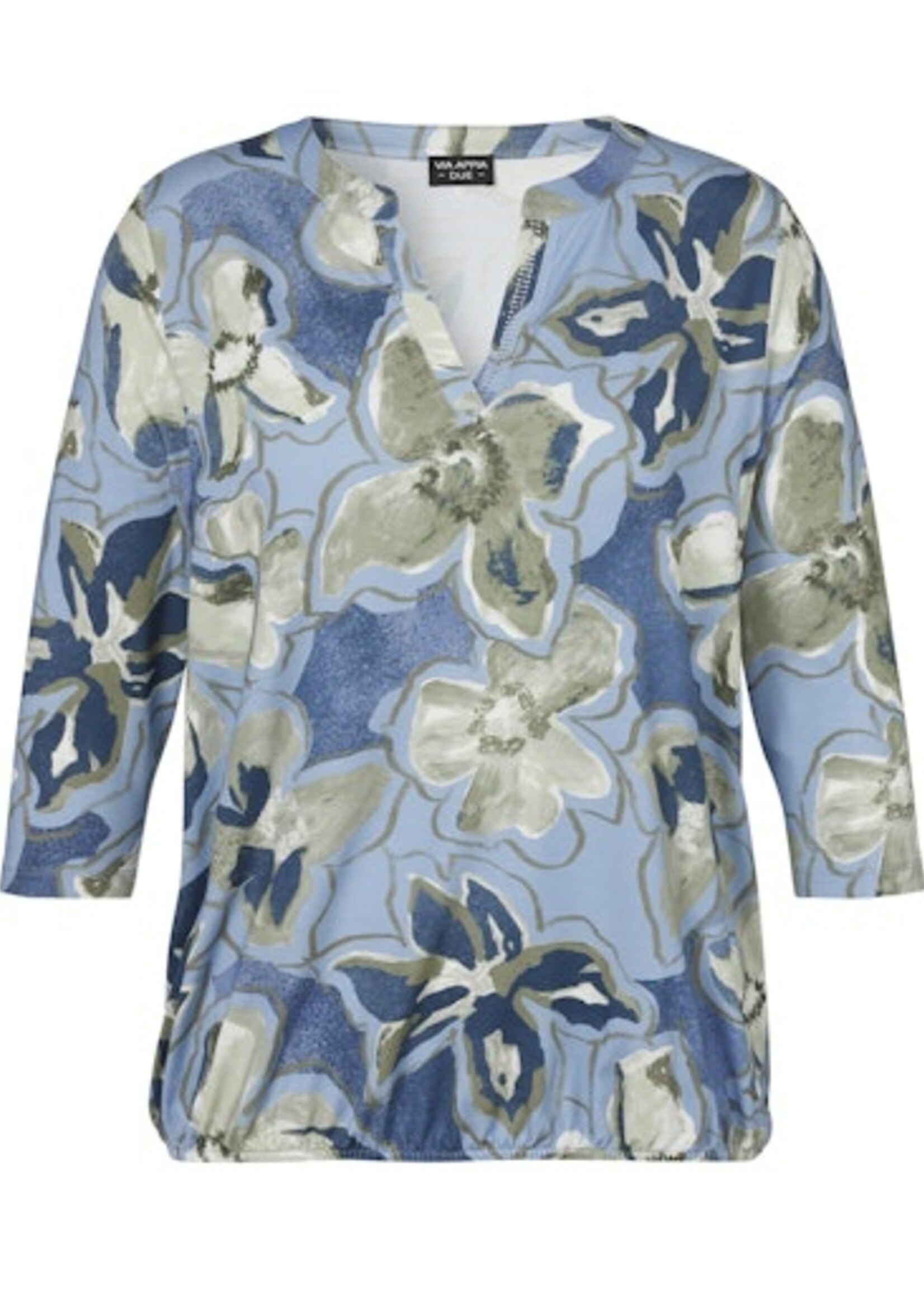 Via Appia Due Shirt van Via Appia Due met blauw/crème bloemenprint en subtiel glitterdetail