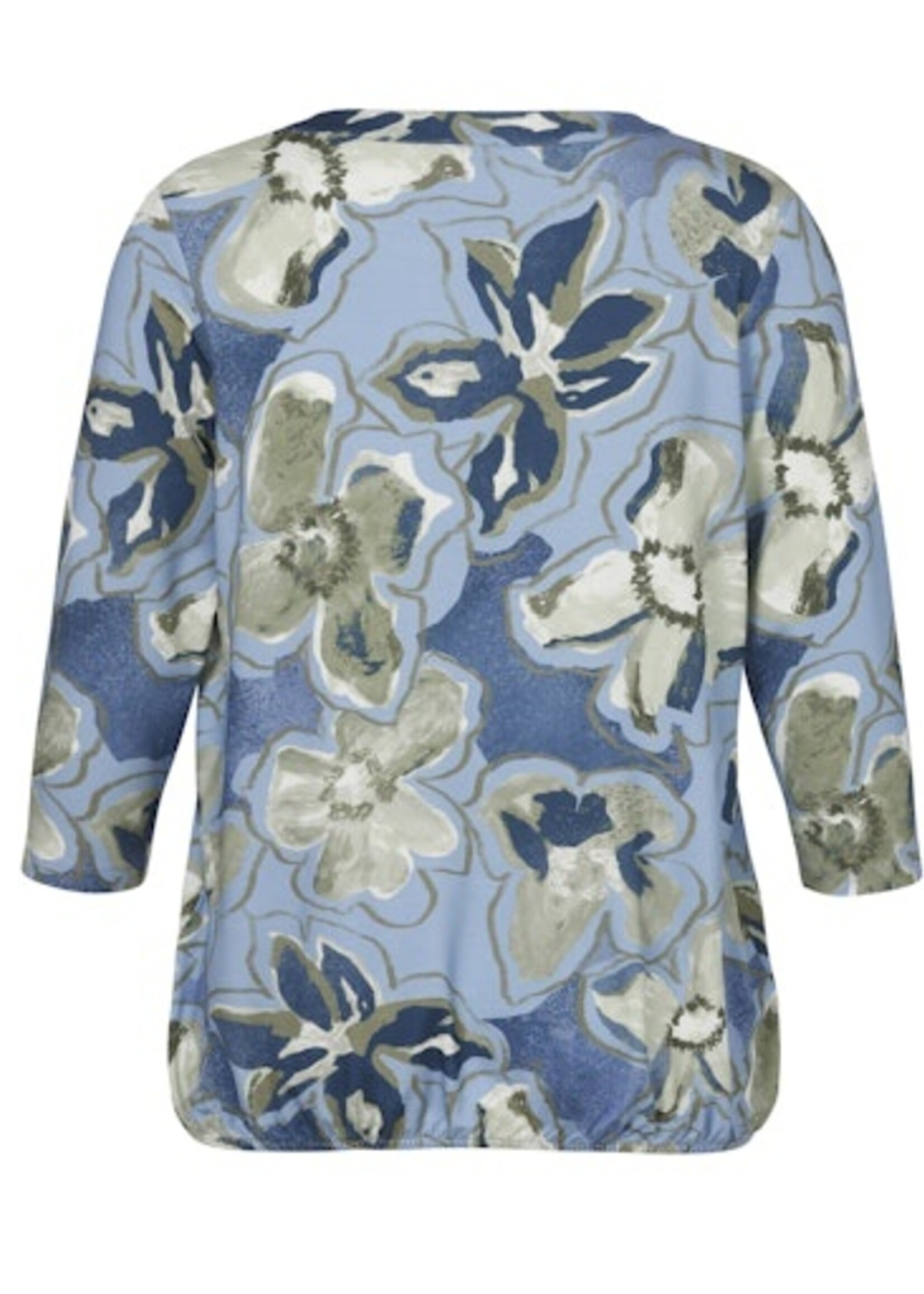 Via Appia Due Shirt van Via Appia Due met blauw/crème bloemenprint en subtiel glitterdetail