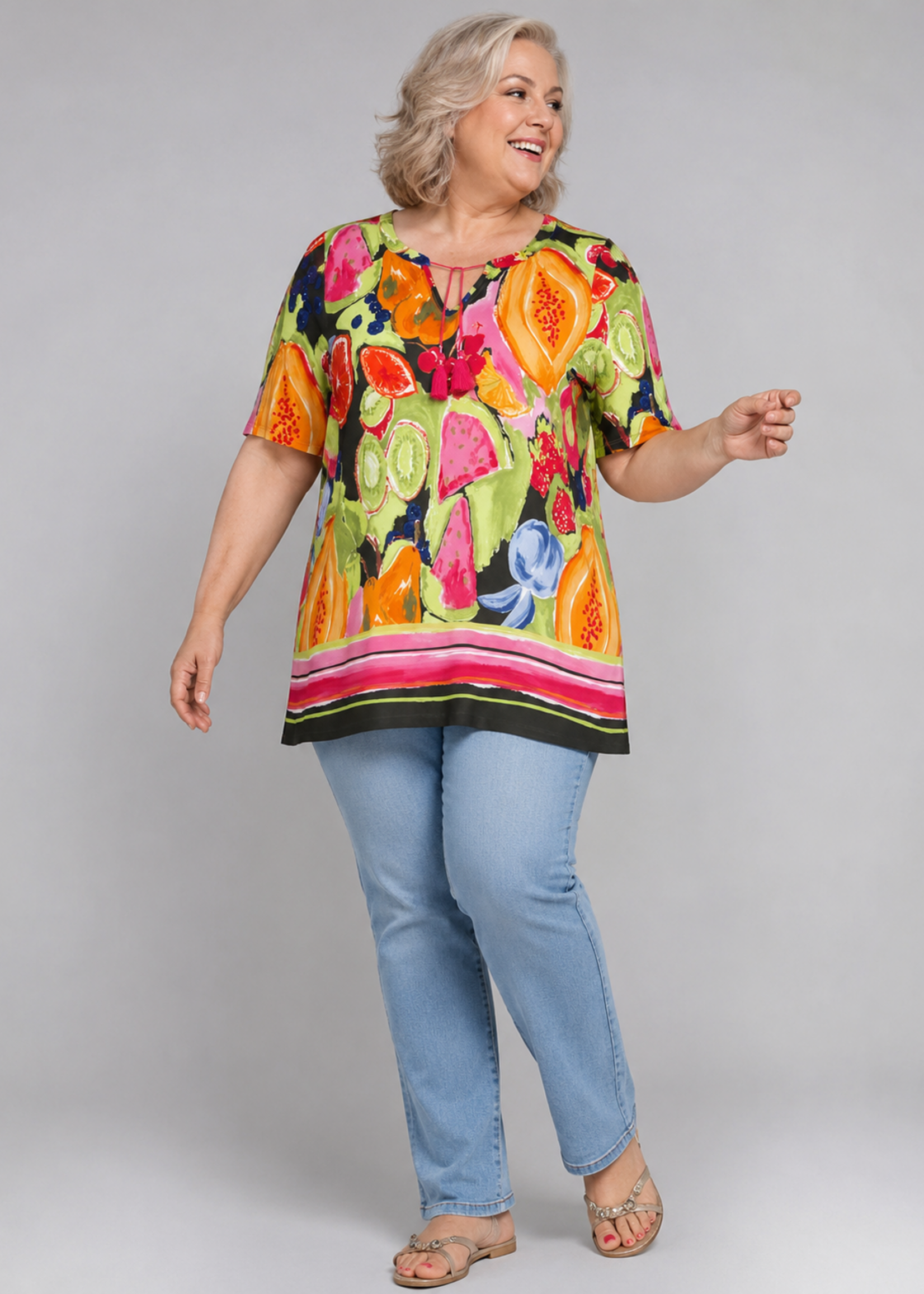 Via Appia Due Tuniek van Via Appia Due met kleurrijke fruitprint – vrolijk, flatterend en heerlijk comfortabel