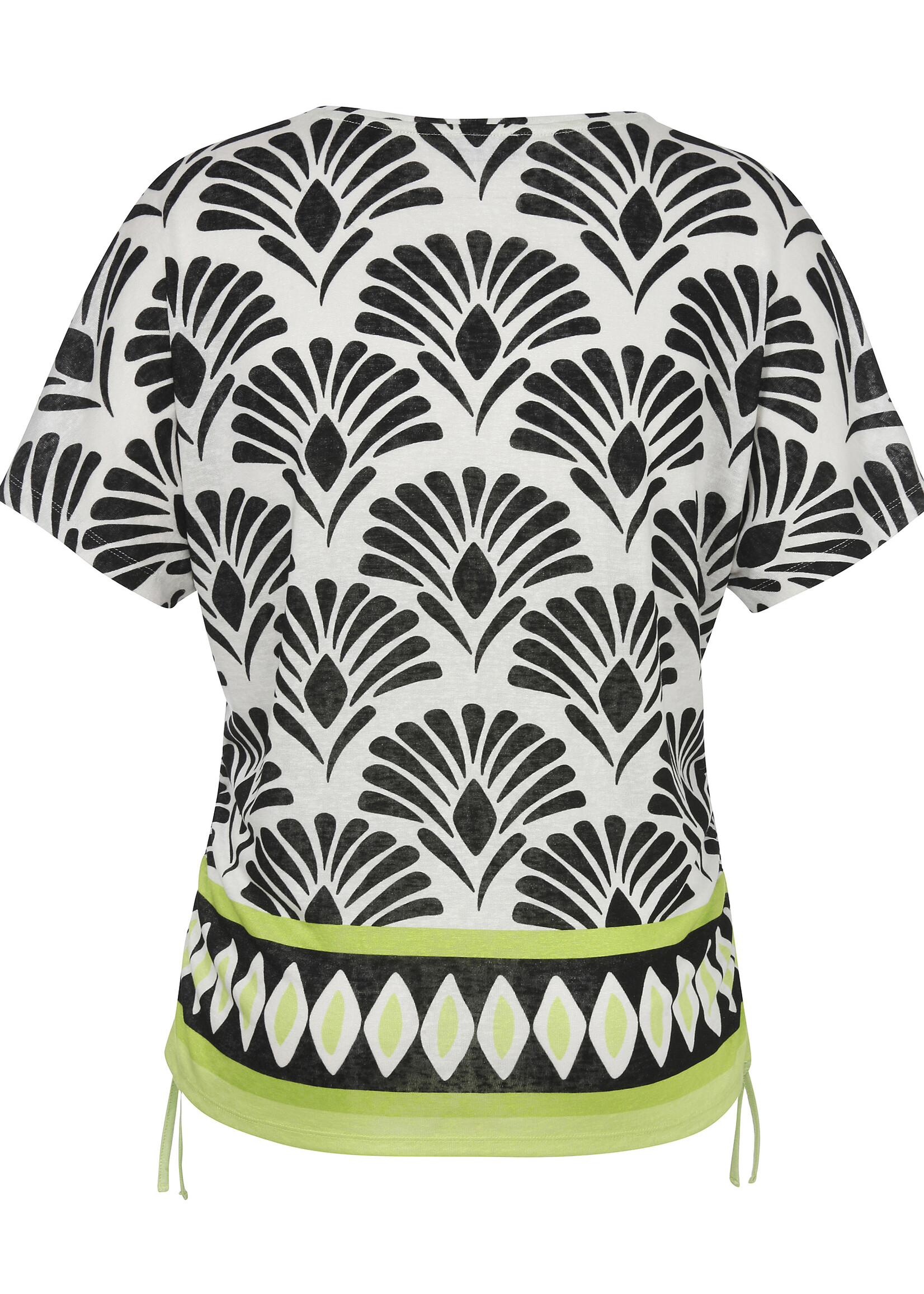 Via Appia Due Shirt van Via Appia Due met zwart-witte print en frisse groene accenten – comfortabel én flatterendShirt van Via Appia Due met zwart-witte print en frisse groene accenten – comfortabel én flatterend