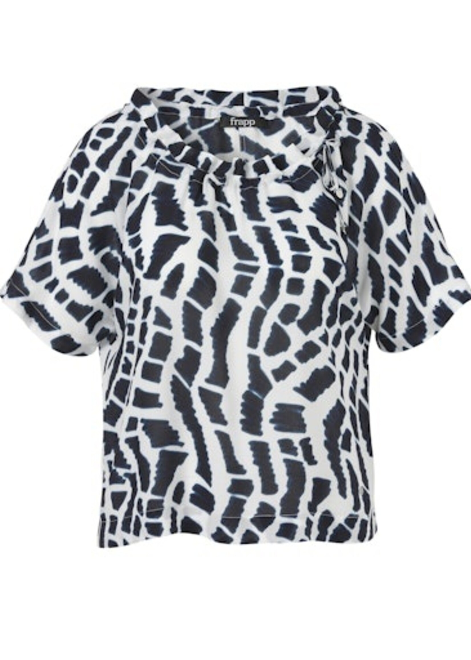 Frapp Blouse van Frapp in navy/wit print – luchtig, soepel en heerlijk comfortabel