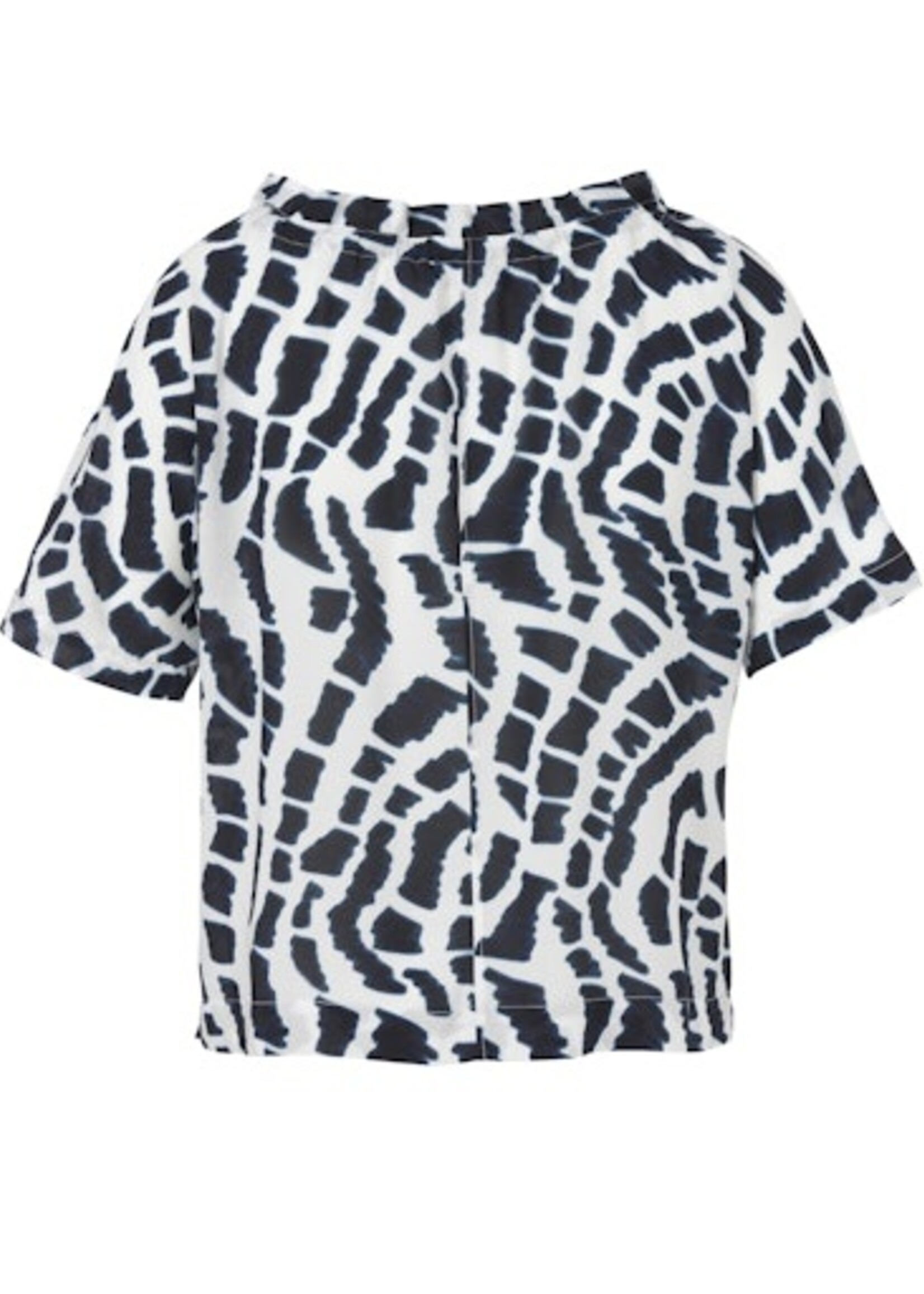 Frapp Blouse van Frapp in navy/wit print – luchtig, soepel en heerlijk comfortabel