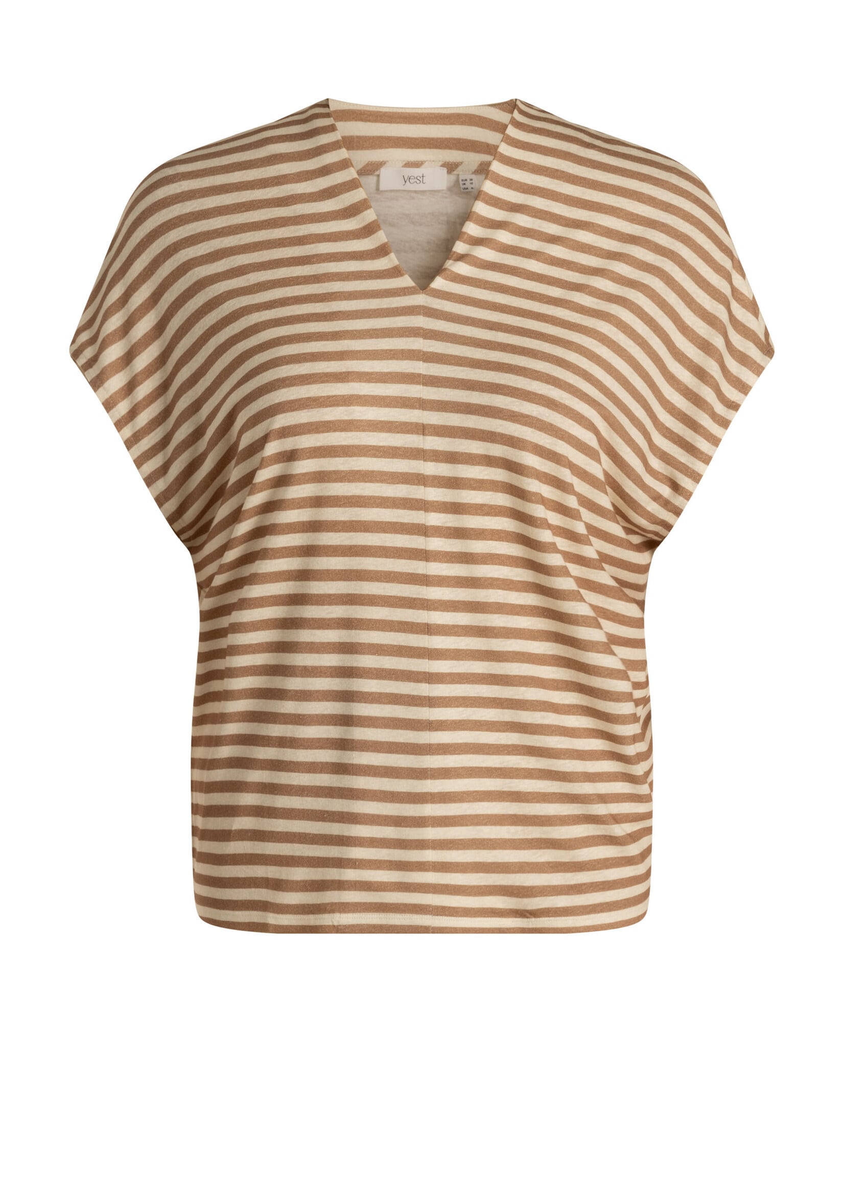 Yest Curve Yest Curve gestreept shirt Nessa met V-hals – luchtig comfort in een natuurlijke linnenmix