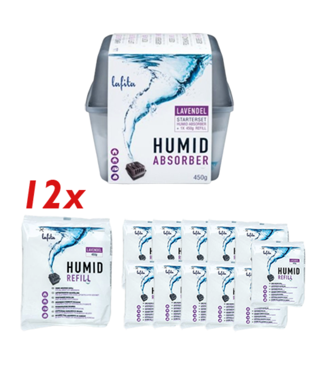 Lafita Moisture Absorber Lavender 450 grams Discount package - incl 12 refills