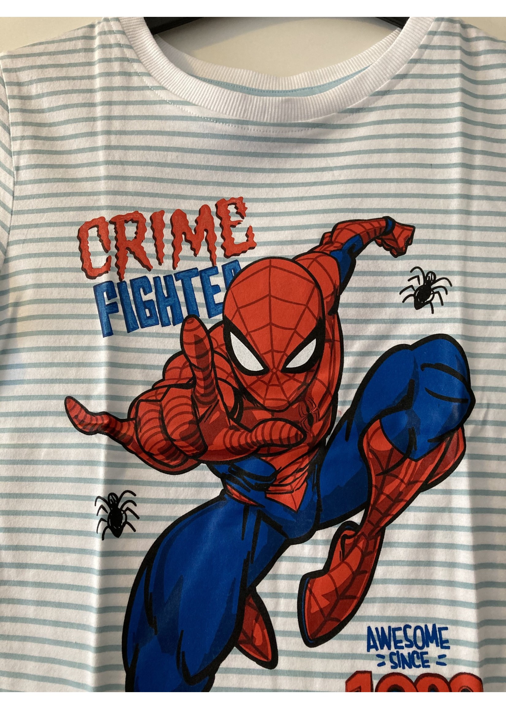 Marvel Spiderman T-shirt van Marvel mintgroen-wit gestreept