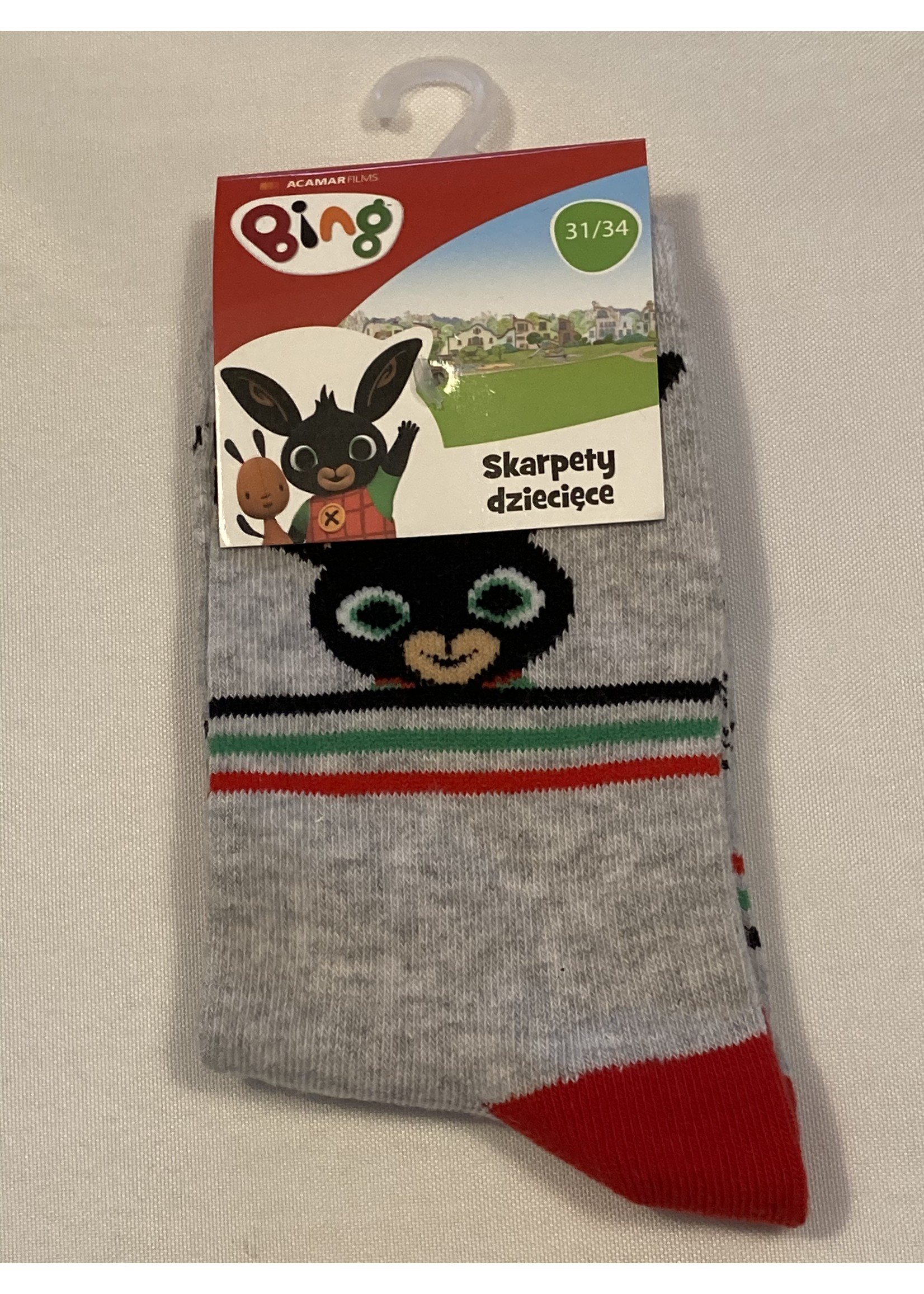 Bing Konijntje Bing sokken van Bing grijs-rood