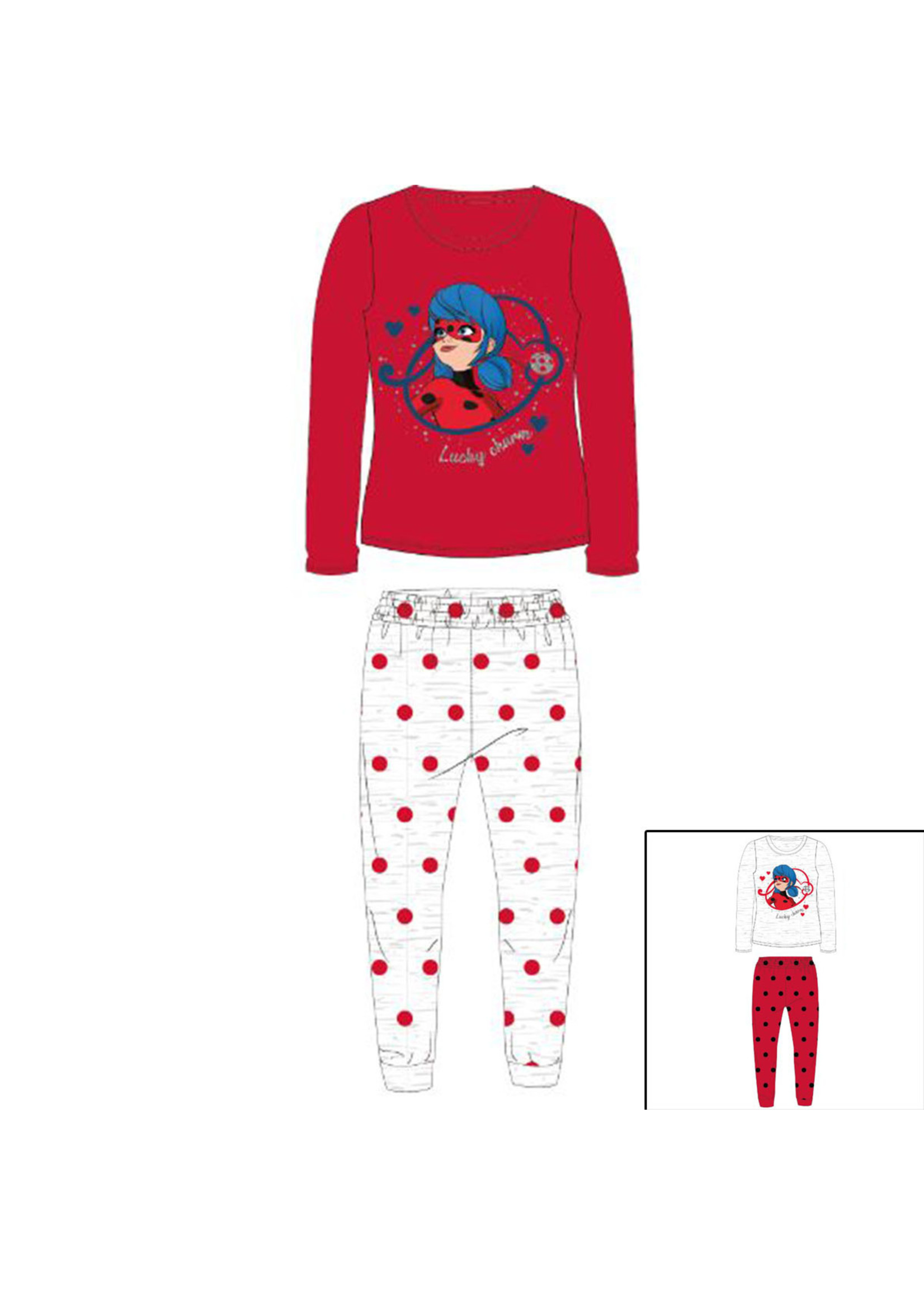 Miraculous Ladybug Pyjama van Miraculous rood-grijs