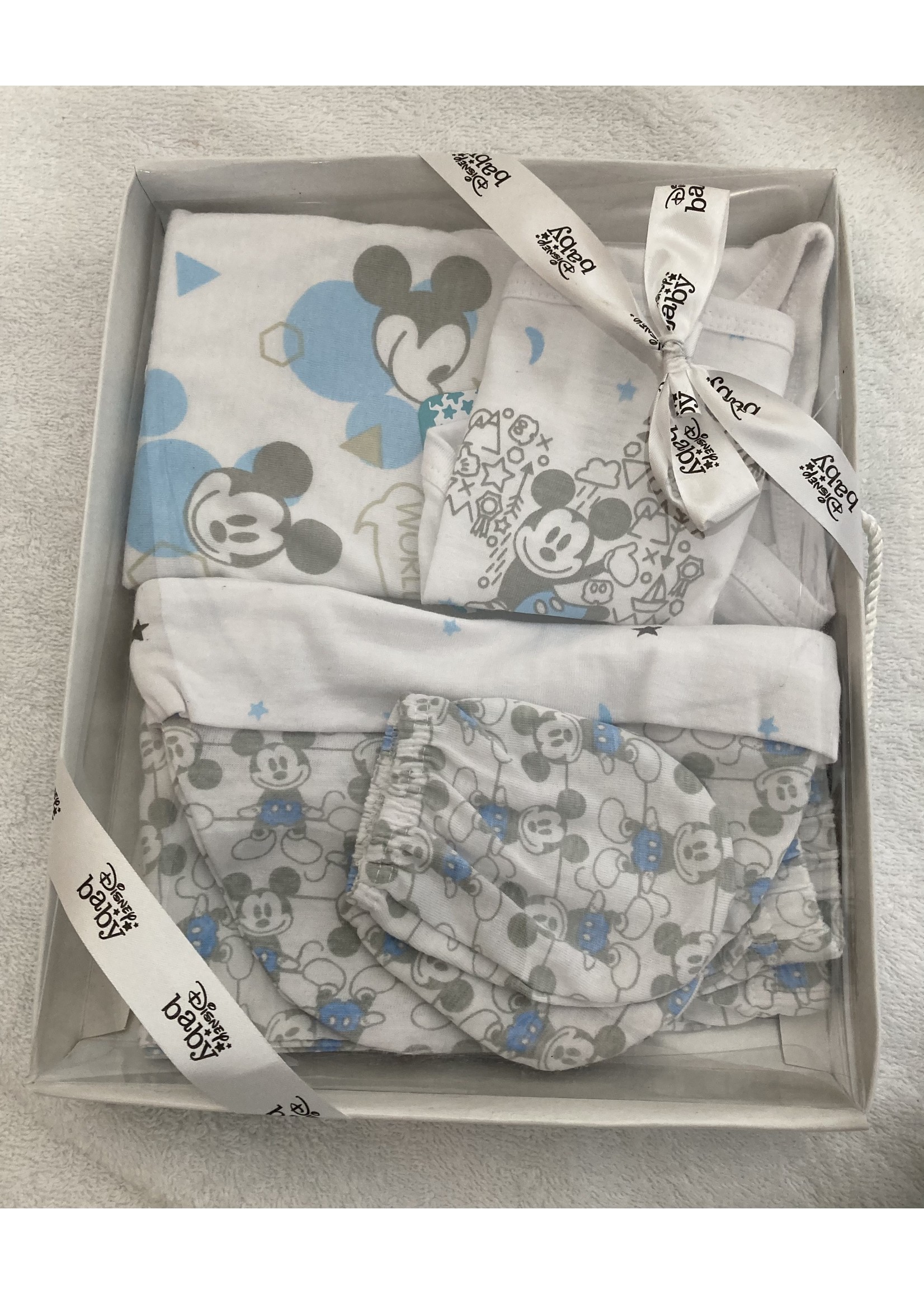 Disney baby Mickey Mouse geboorteset van Disney wit/baby-blauw