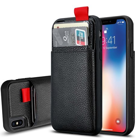 ShieldCase® ShieldCase Lederhülle mit Kartenfach für iPhone X / Xs