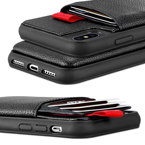 ShieldCase® ShieldCase Lederhülle mit Kartenfach für iPhone X / Xs