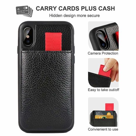 ShieldCase® ShieldCase Lederhülle mit Kartenfach für iPhone X / Xs