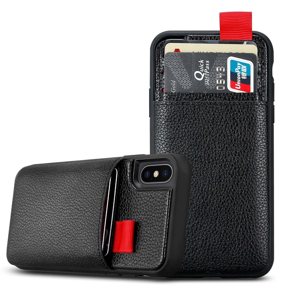 ShieldCase® ShieldCase Lederhülle mit Kartenfach für iPhone X / Xs