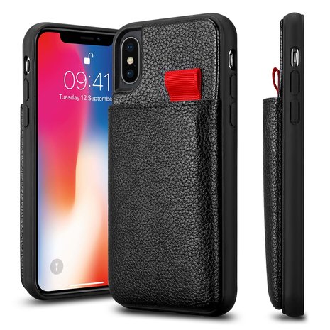 ShieldCase® ShieldCase Lederhülle mit Kartenfach für iPhone X / Xs