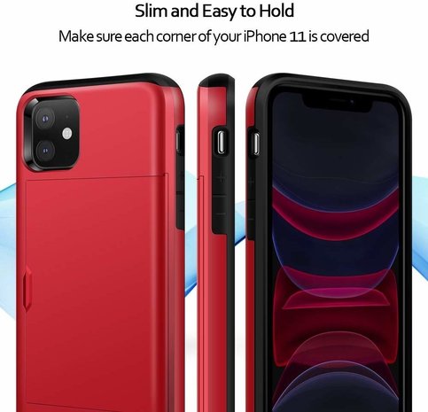 ShieldCase® Shieldcase Kartenetui mit Schieber iPhone 11 (rot)