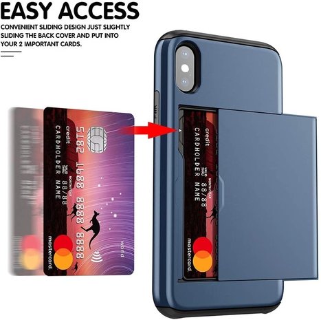 ShieldCase® Schildetui Kartenetui mit Schieber iPhone X / Xs (blau)