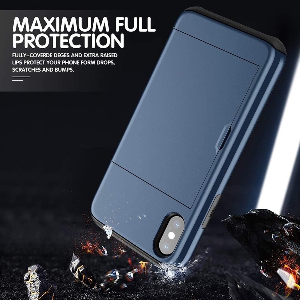 ShieldCase® Schildetui Kartenetui mit Schieber iPhone X / Xs (blau)