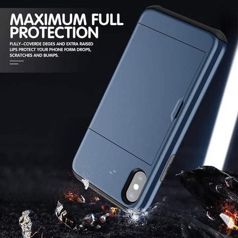 ShieldCase® Schildetui Kartenetui mit Schieber iPhone X / Xs (blau)