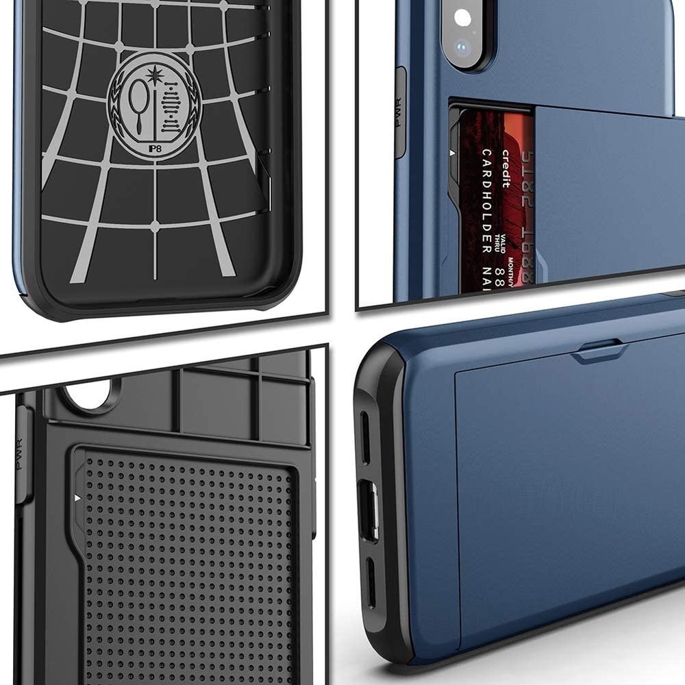 ShieldCase® Schildetui Kartenetui mit Schieber iPhone X / Xs (blau)