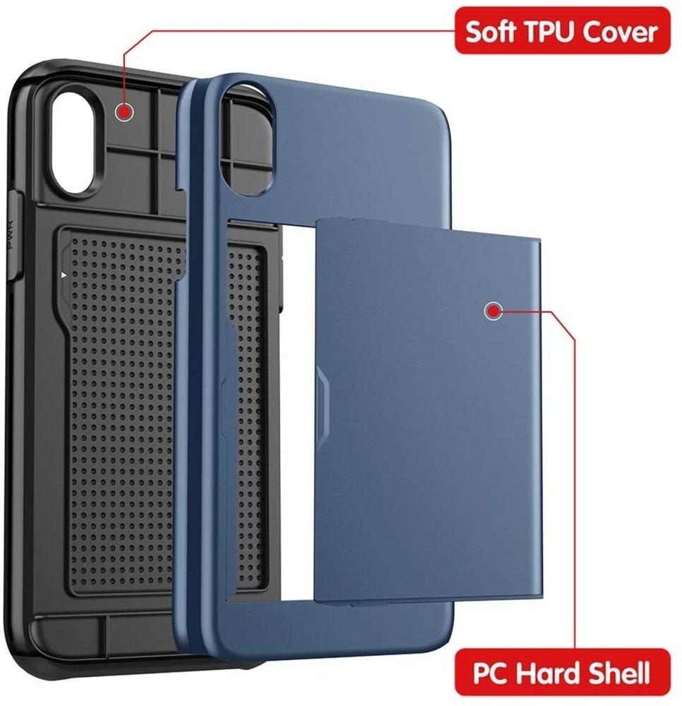 ShieldCase® Schildetui Kartenetui mit Schieber iPhone X / Xs (blau)